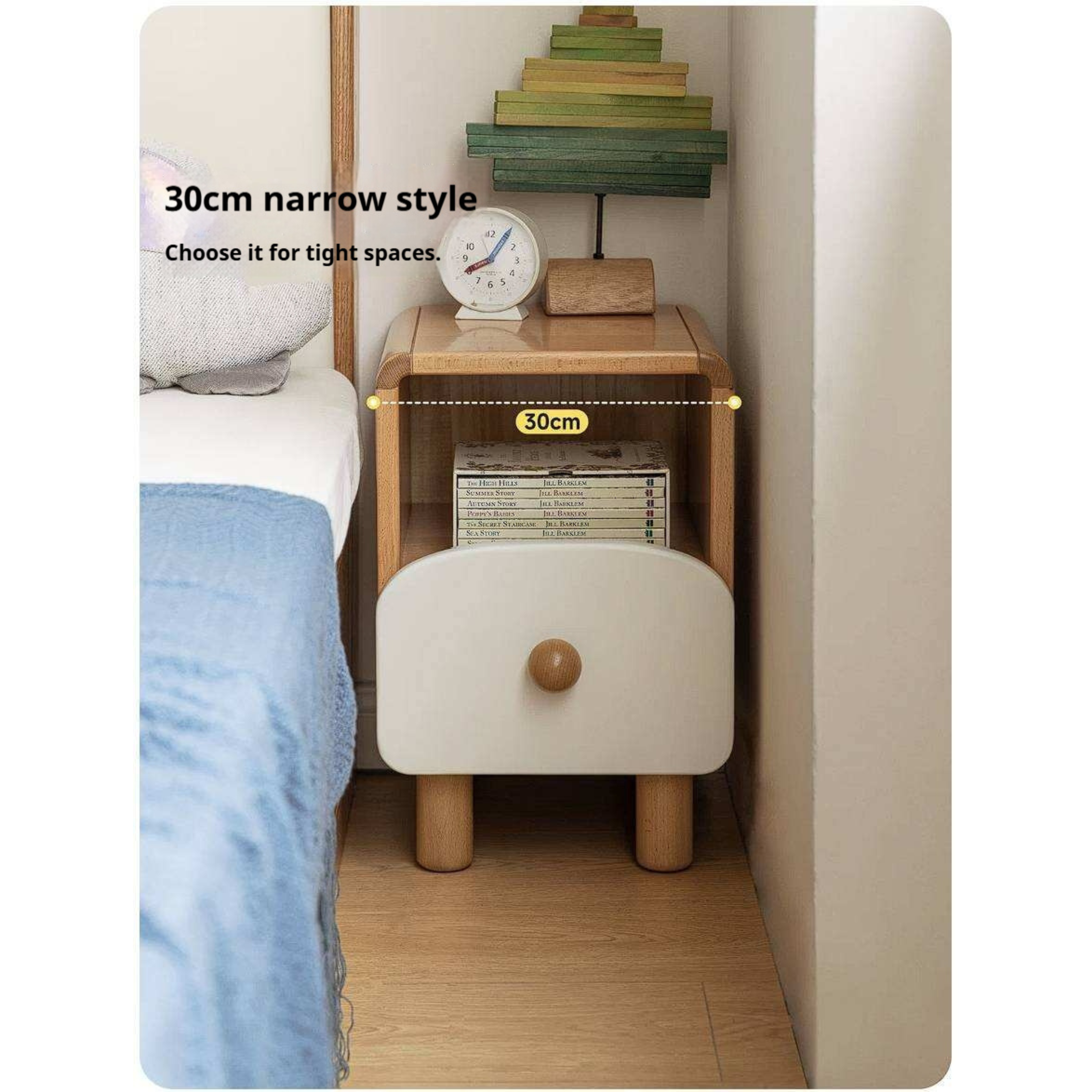 Beech, Rubberwood Solid Wood Kids Creative Nightstand