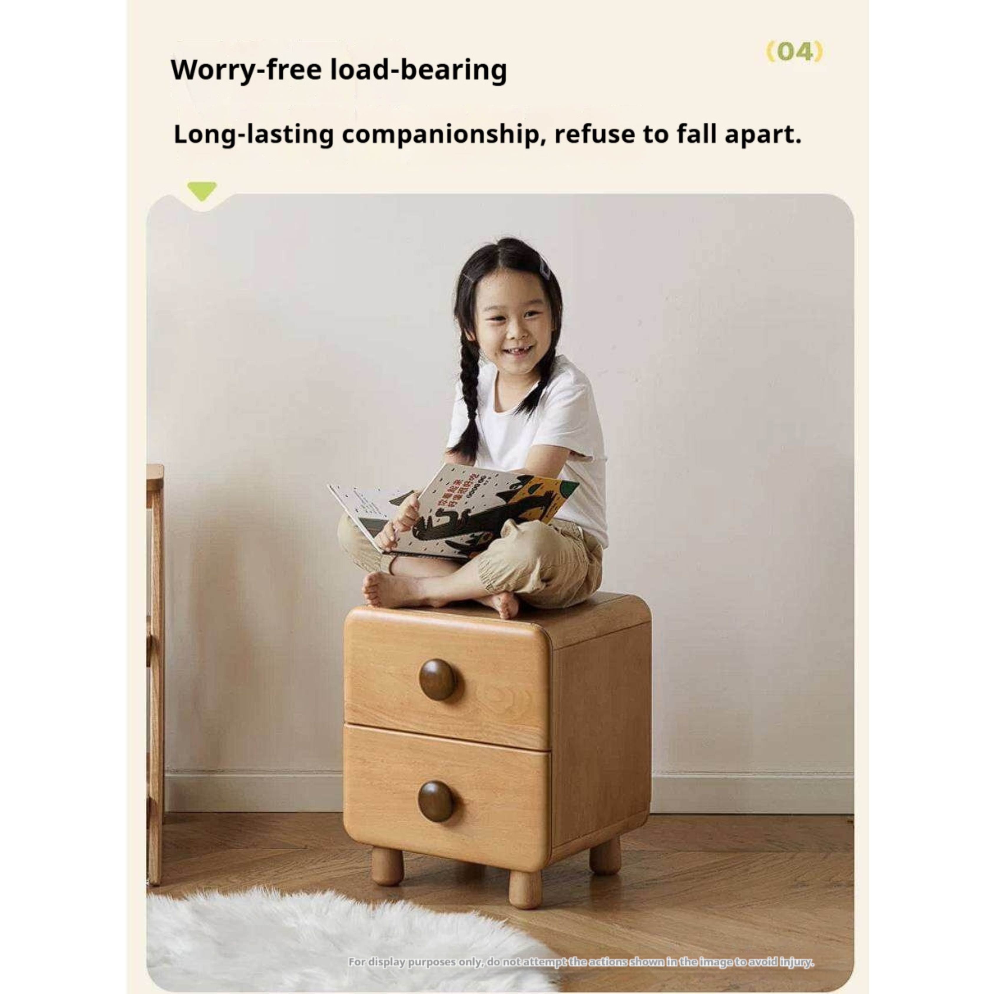 Beech, Ruberwood Solid Wood Kids Nightstand