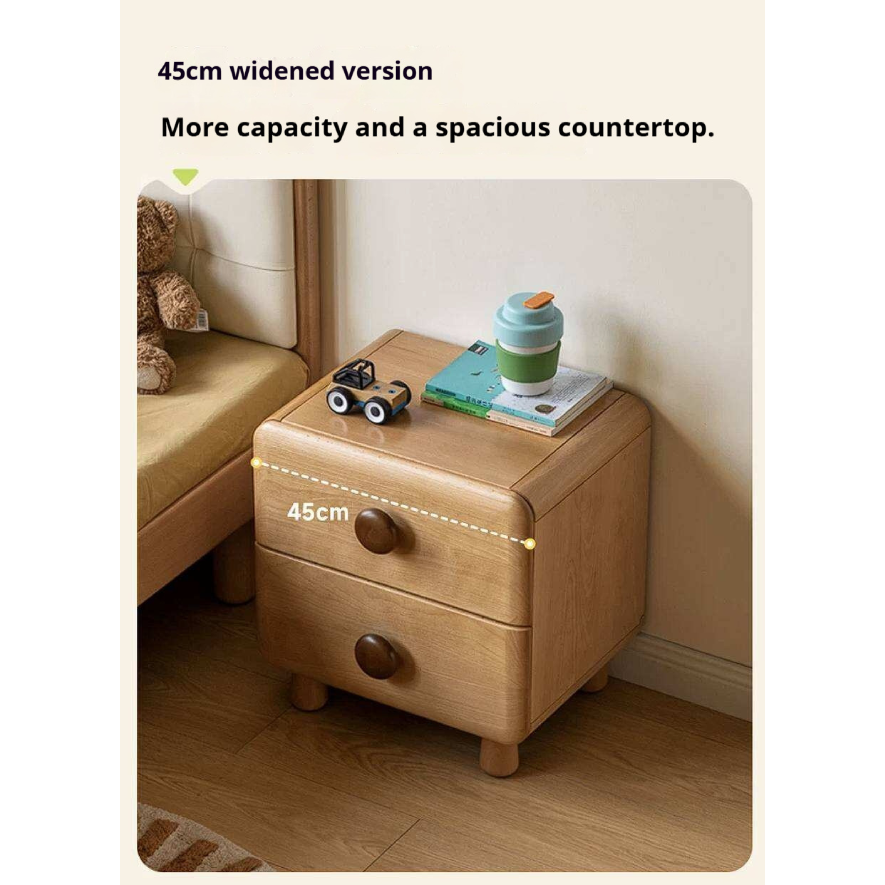 Beech, Ruberwood Solid Wood Kids Nightstand