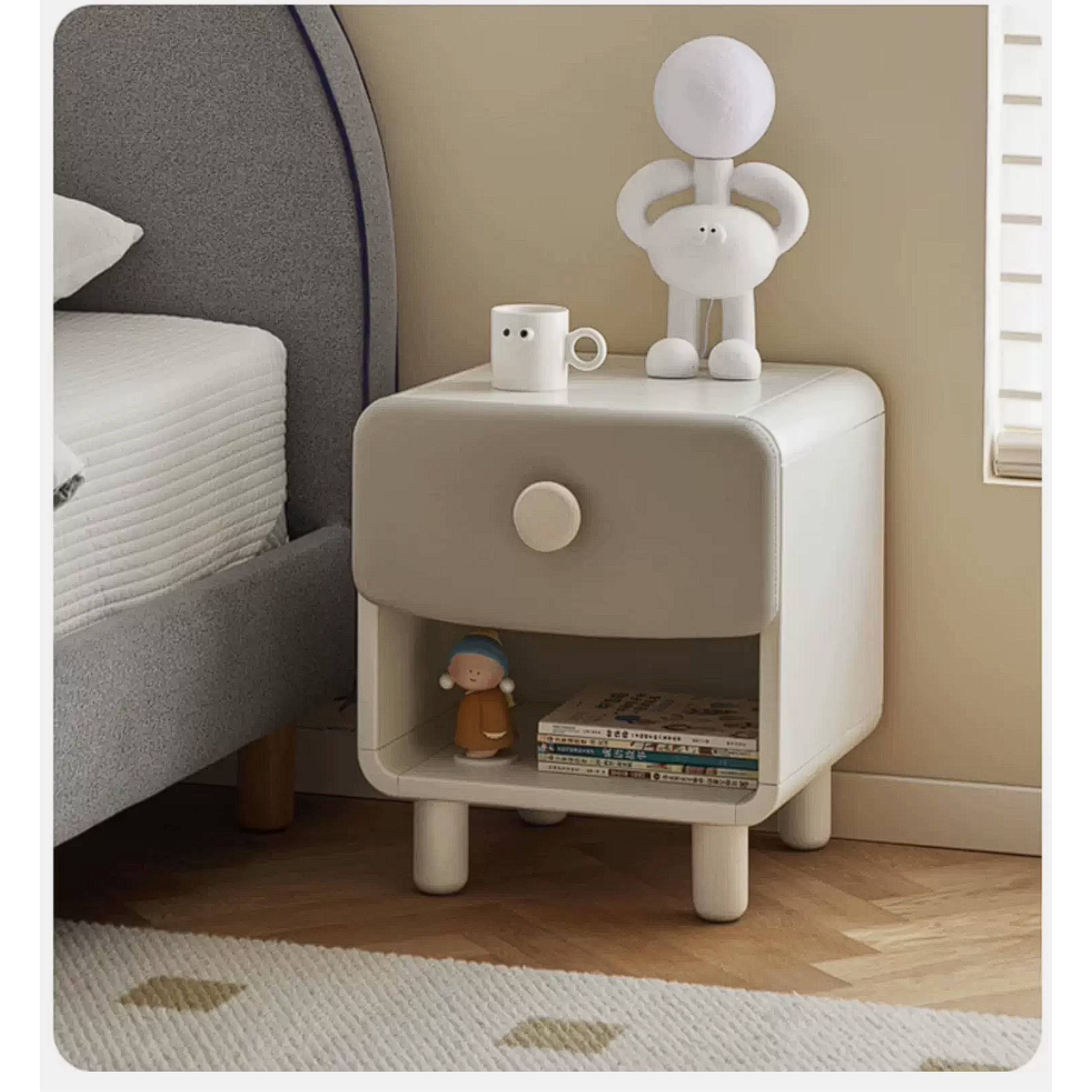 Solid Rubberwood Kids Modern Nightstand
