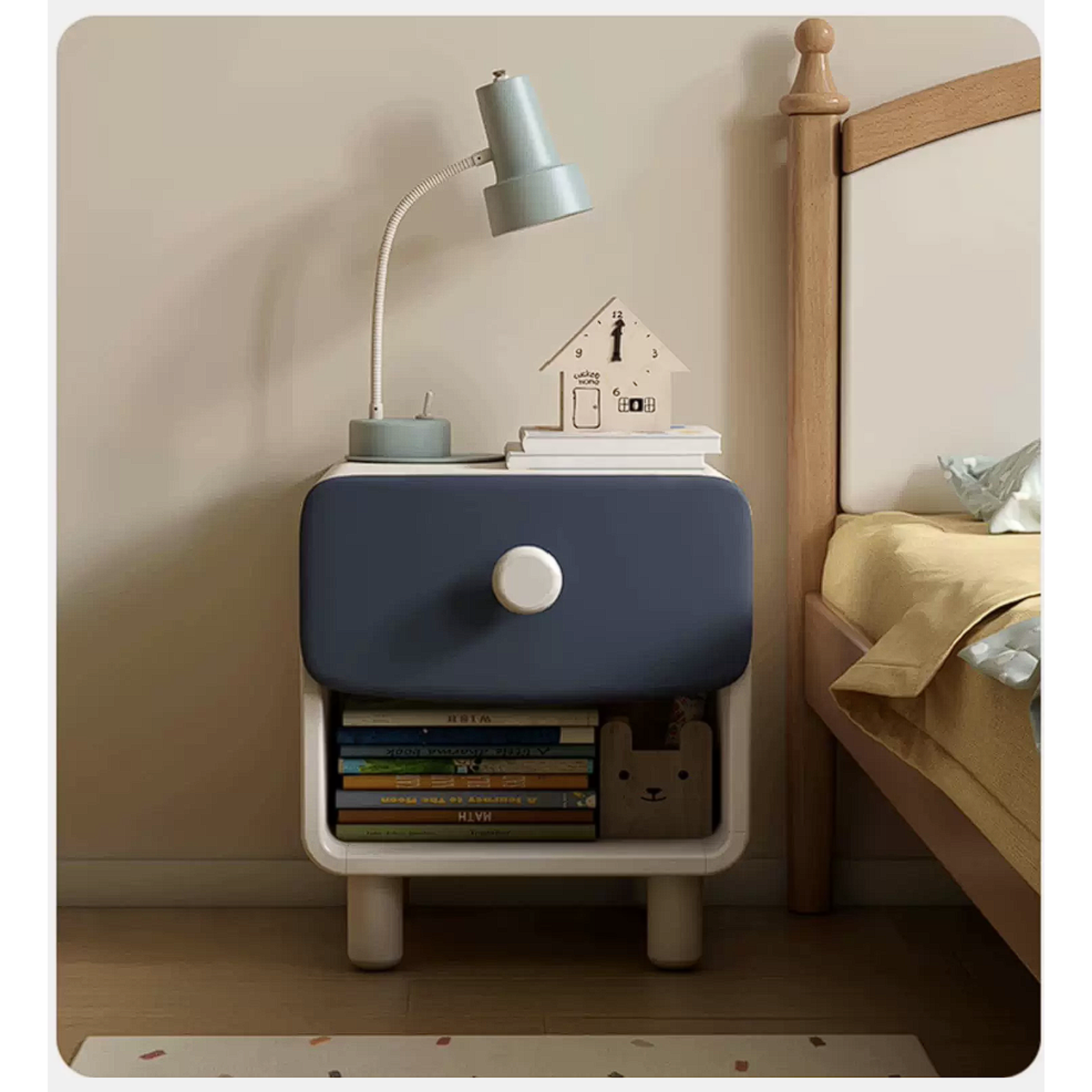 Solid Rubberwood Kids Modern Nightstand
