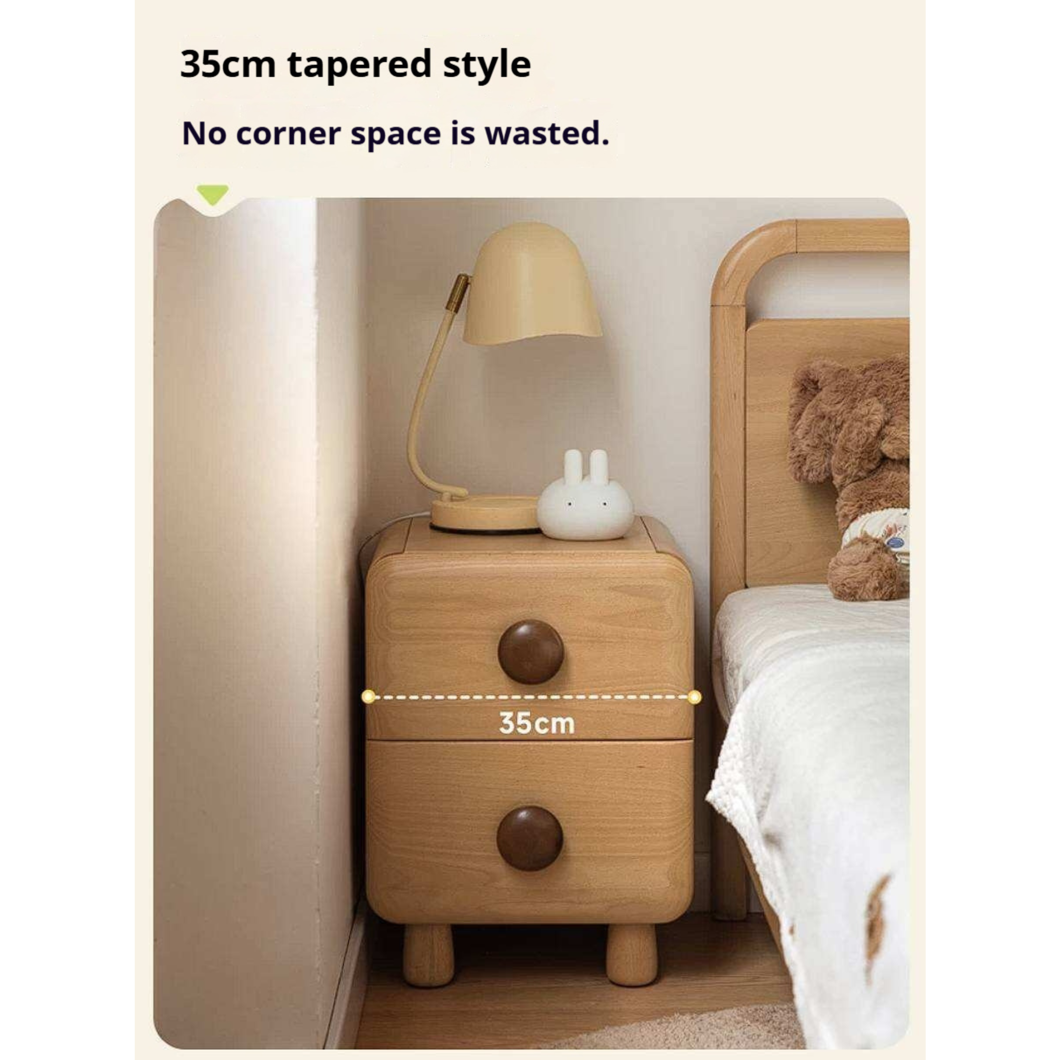 Beech, Ruberwood Solid Wood Kids Nightstand