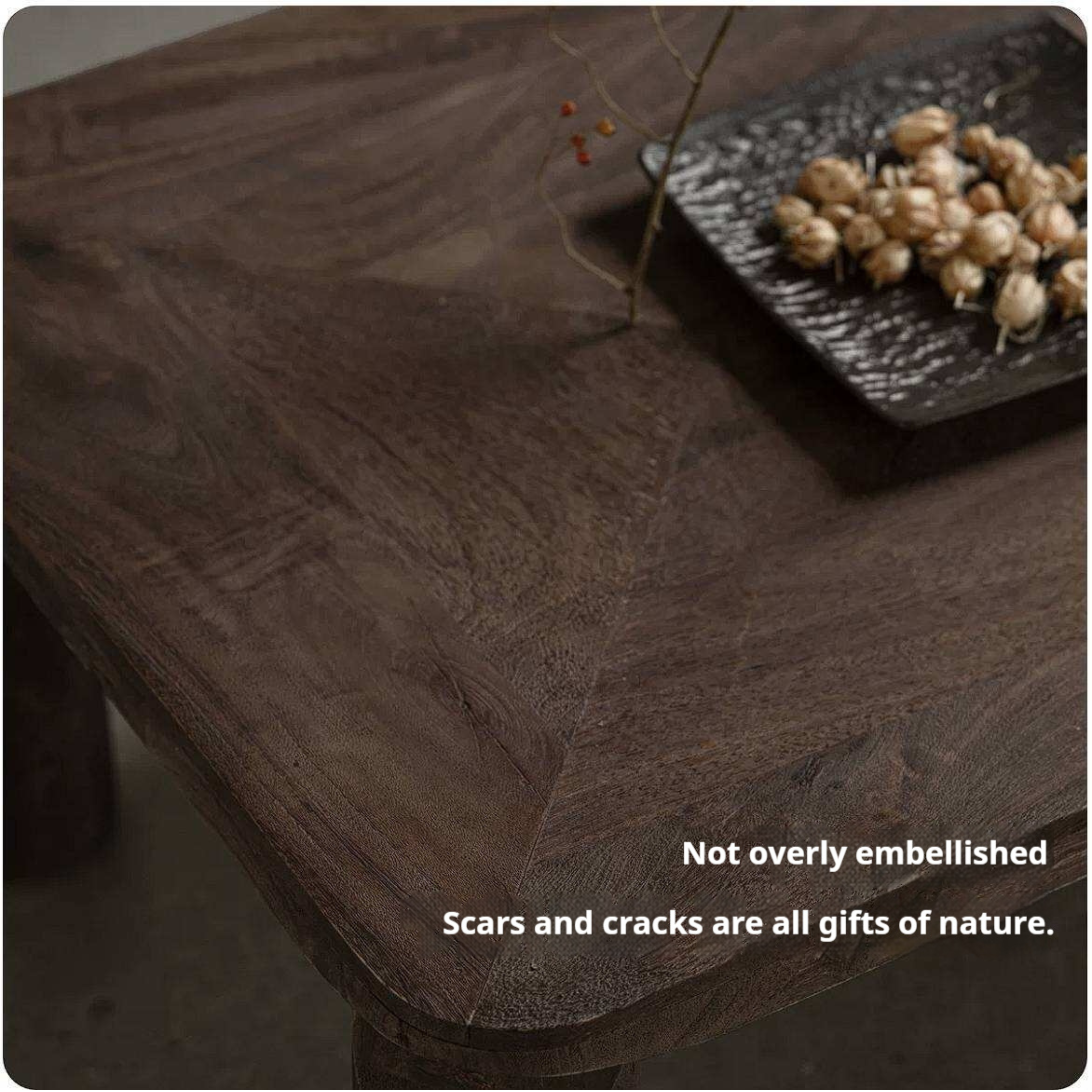 Mango Wood Solid Rustic Low Coffee Table with Chunky Cylindrical Legs