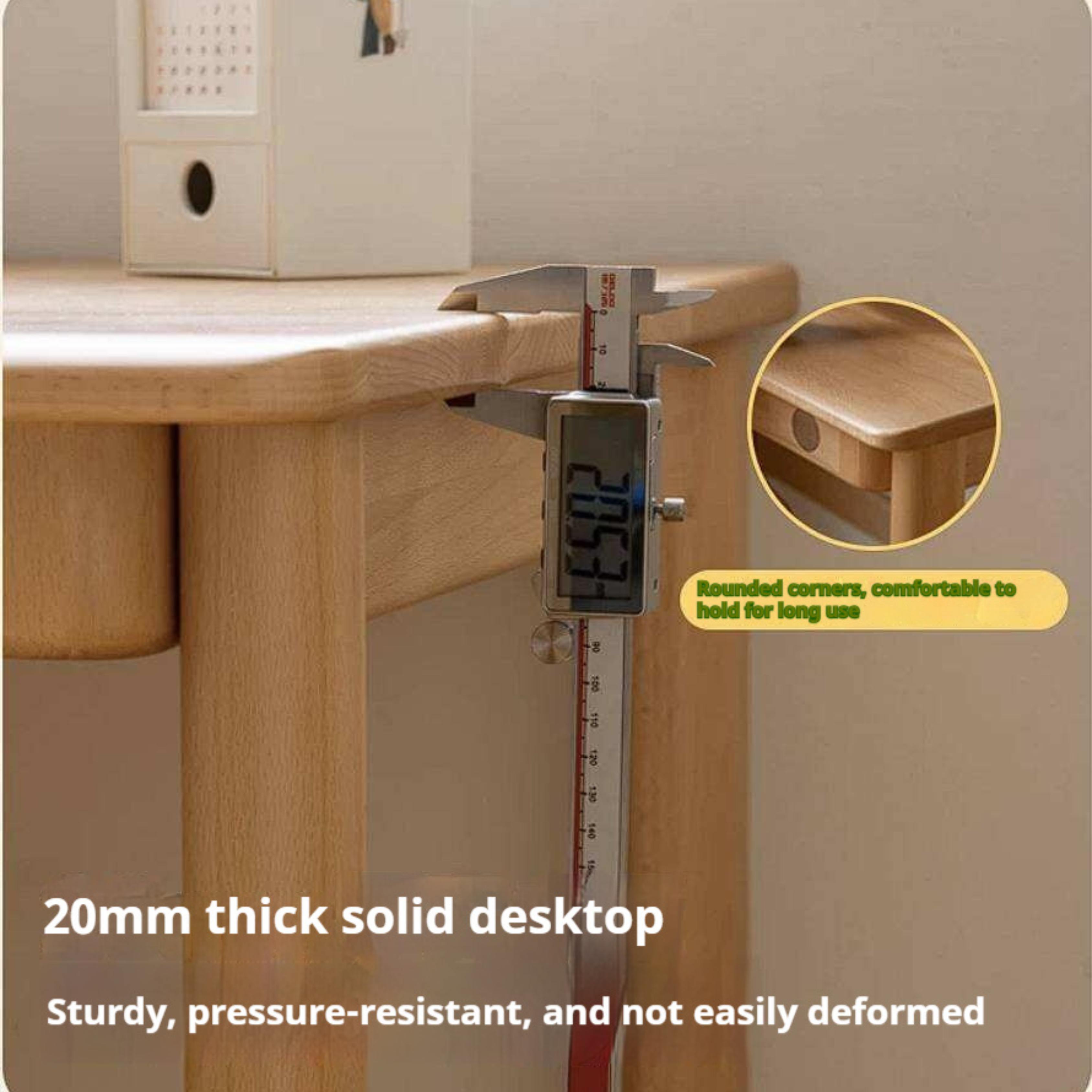 Beech Solid Wood Kids Study Table Bookshelf Integrated