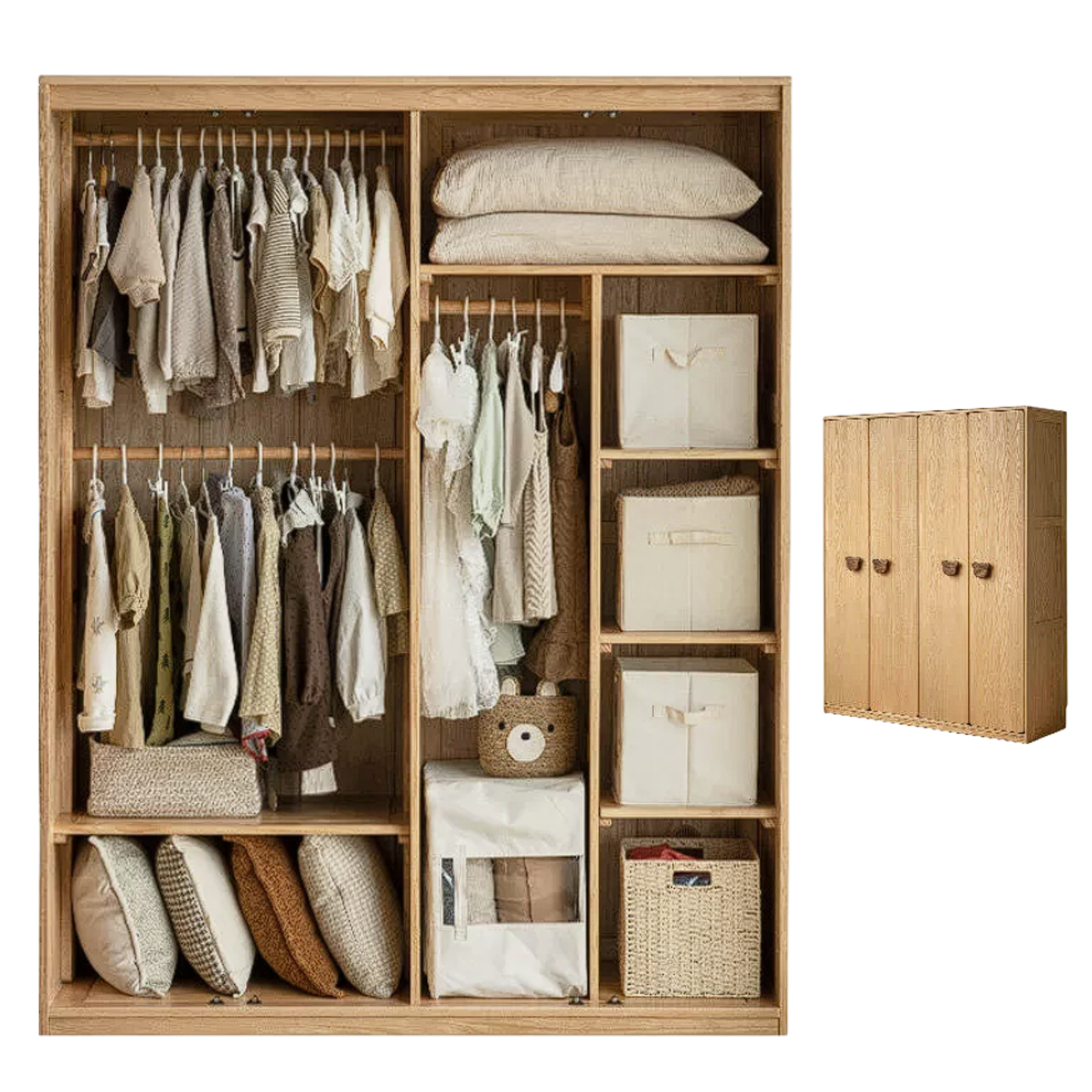 Oak Solid Wood Kids Wardrobe