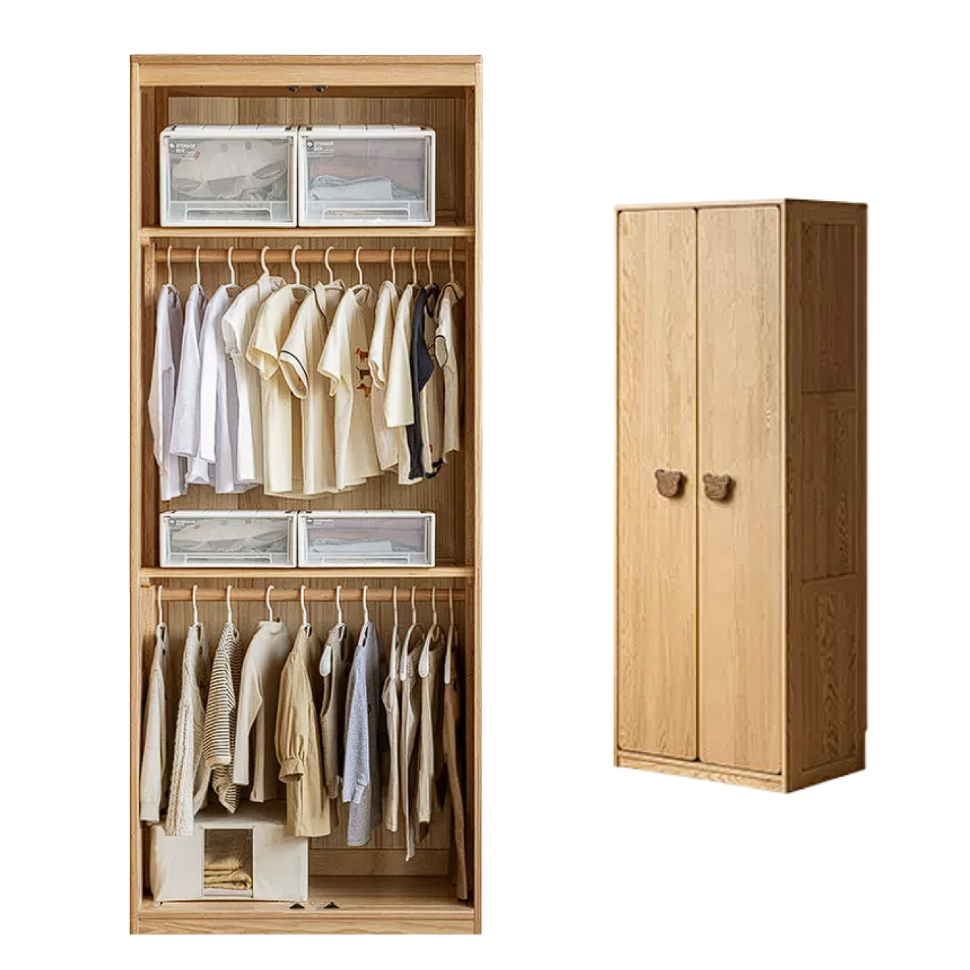 Oak Solid Wood Kids Wardrobe