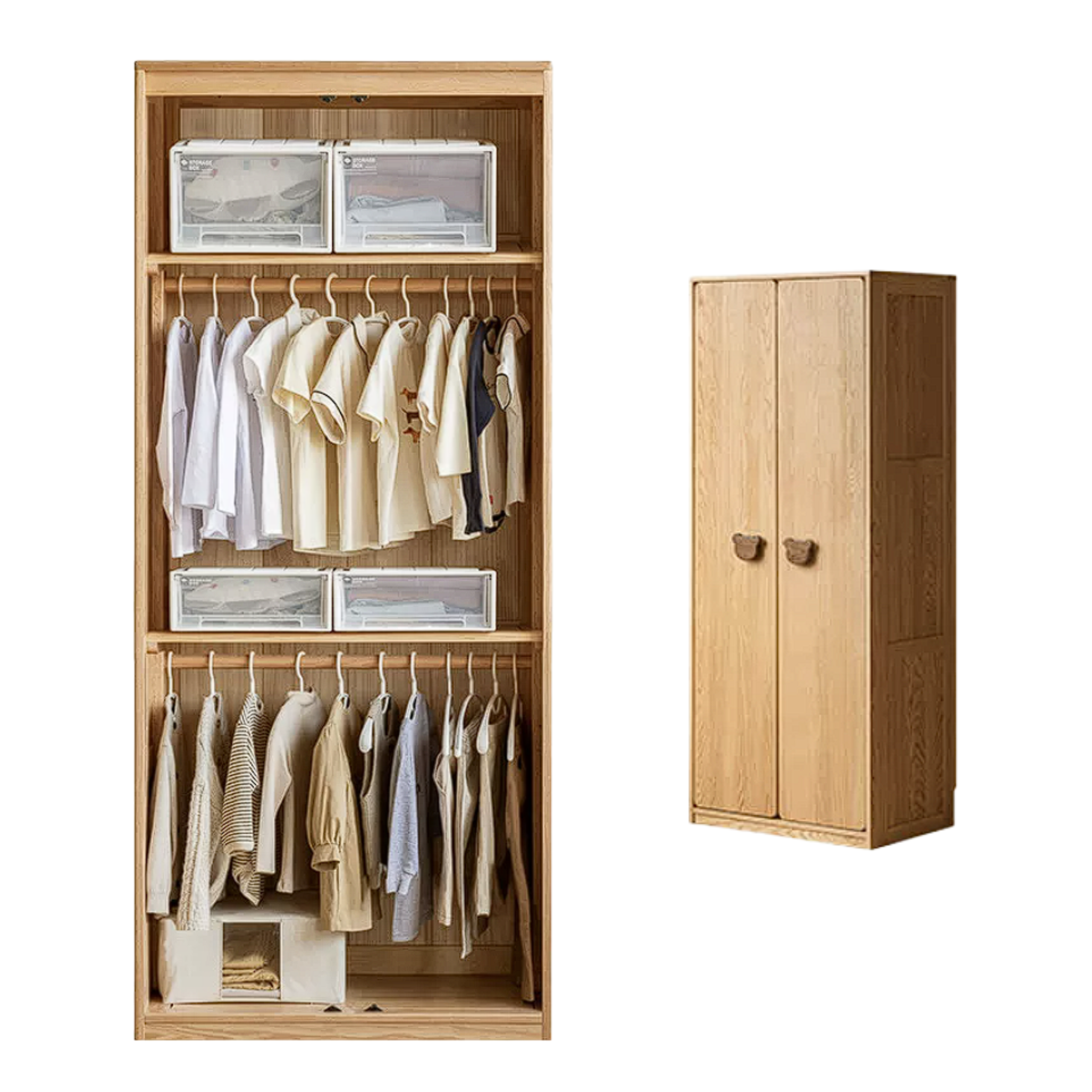 Oak Solid Wood Kids Wardrobe