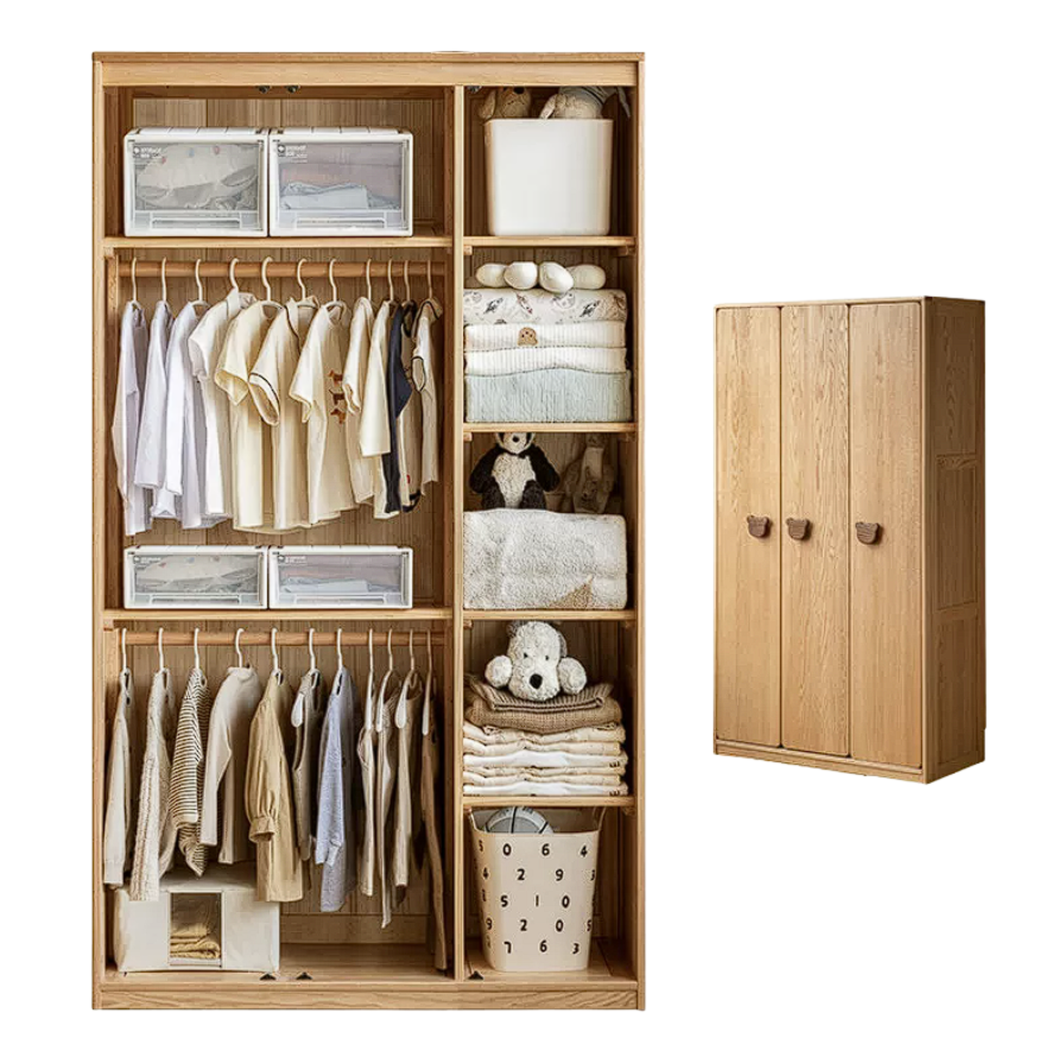 Oak Solid Wood Kids Wardrobe