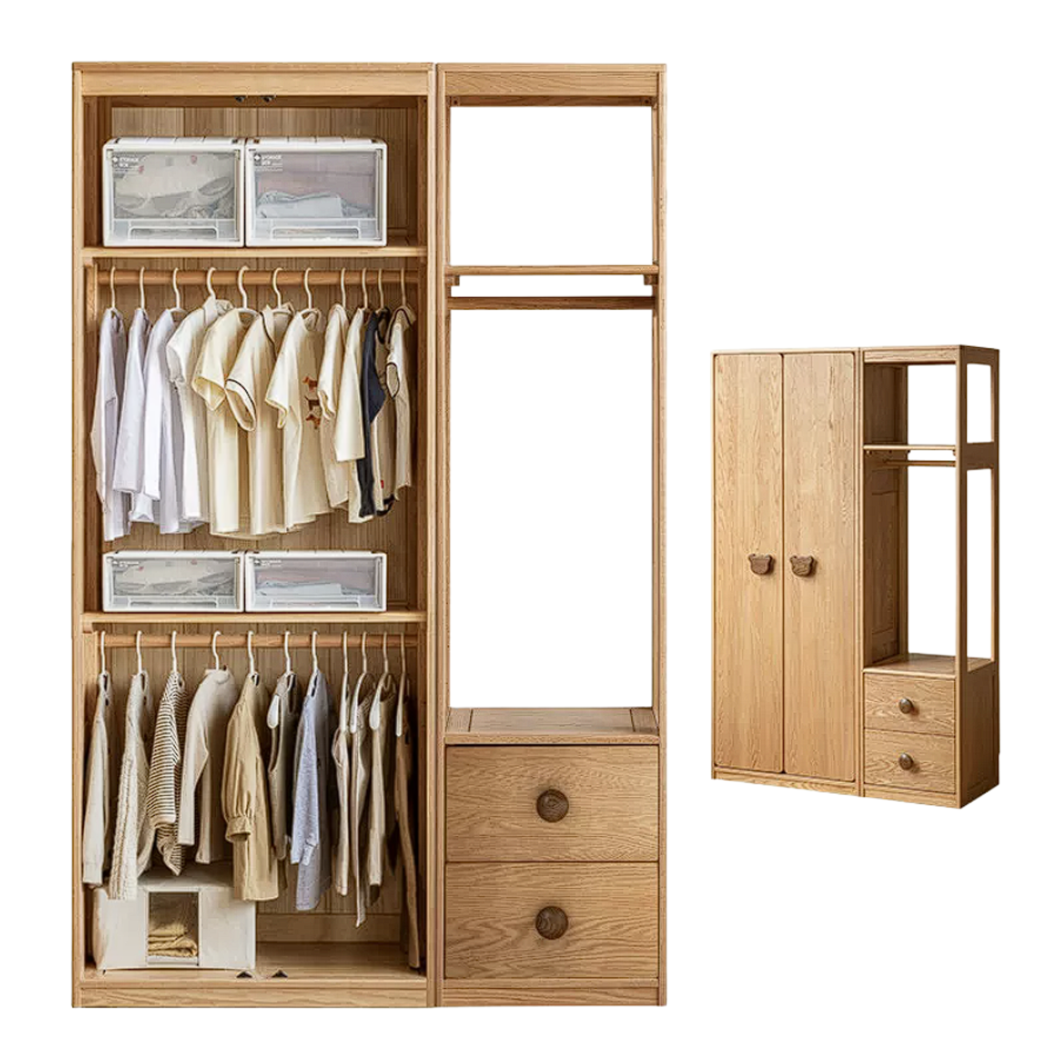 Oak Solid Wood Kids Wardrobe