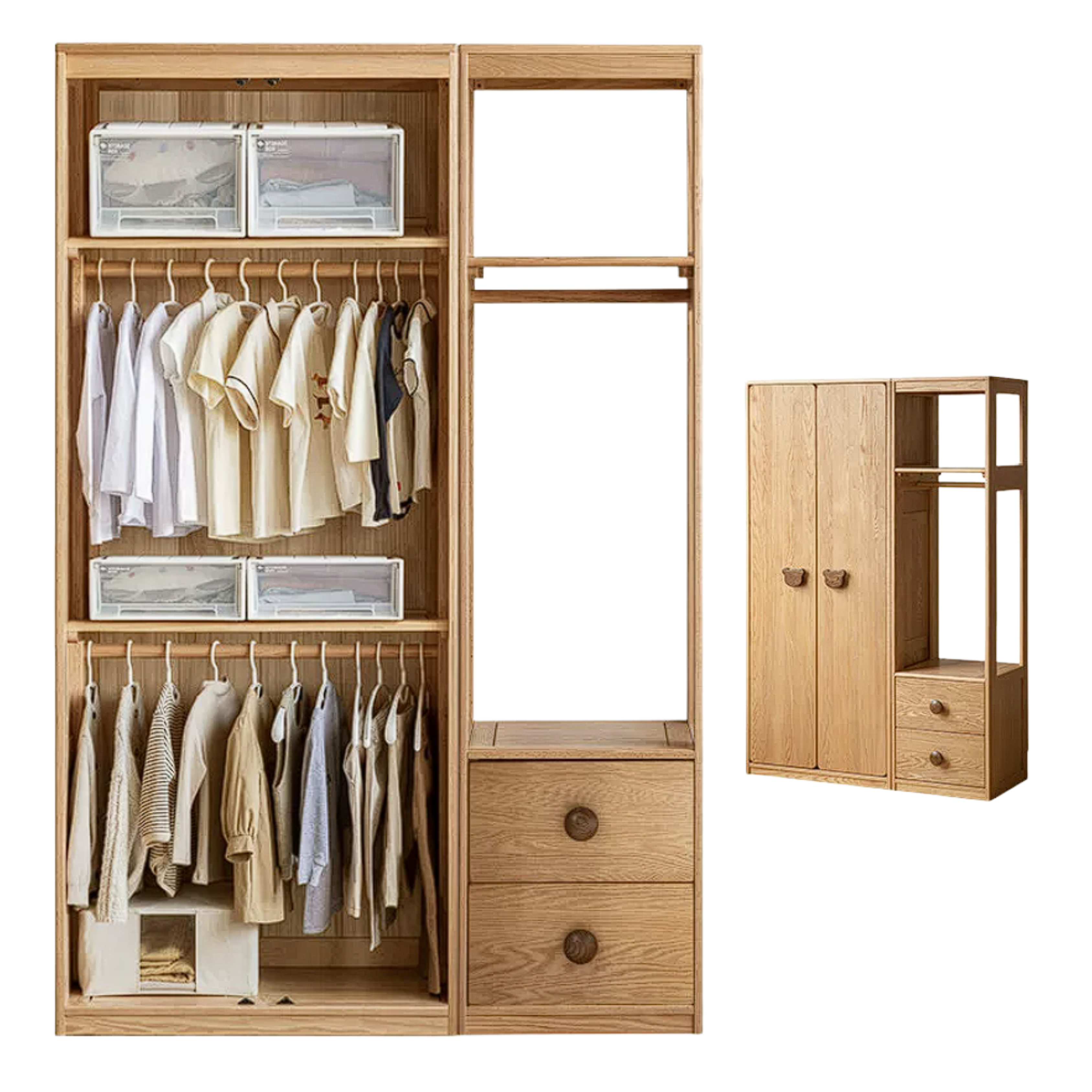Oak Solid Wood Kids Wardrobe