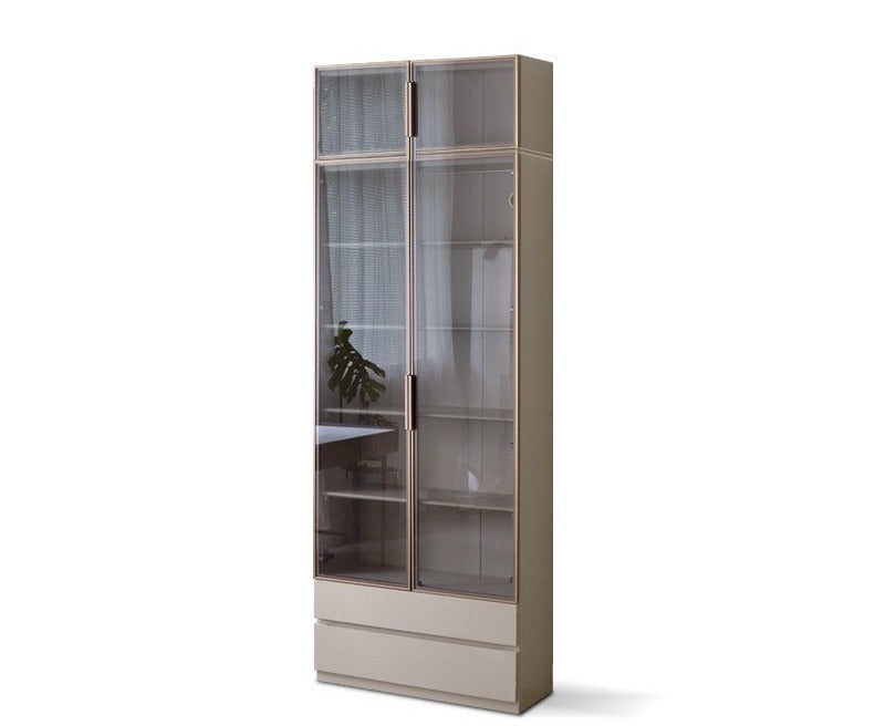 Poplar solid wood combination bookcase,glass door cabinet "