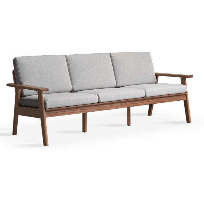 Oak, Pine Solid Wood Japanese-style Three-person Fabric Sofa