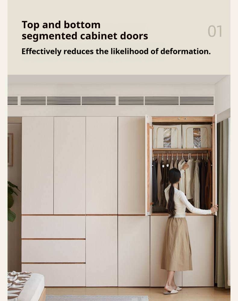 Oak Solid Wood Wardrobe with Double Doors
