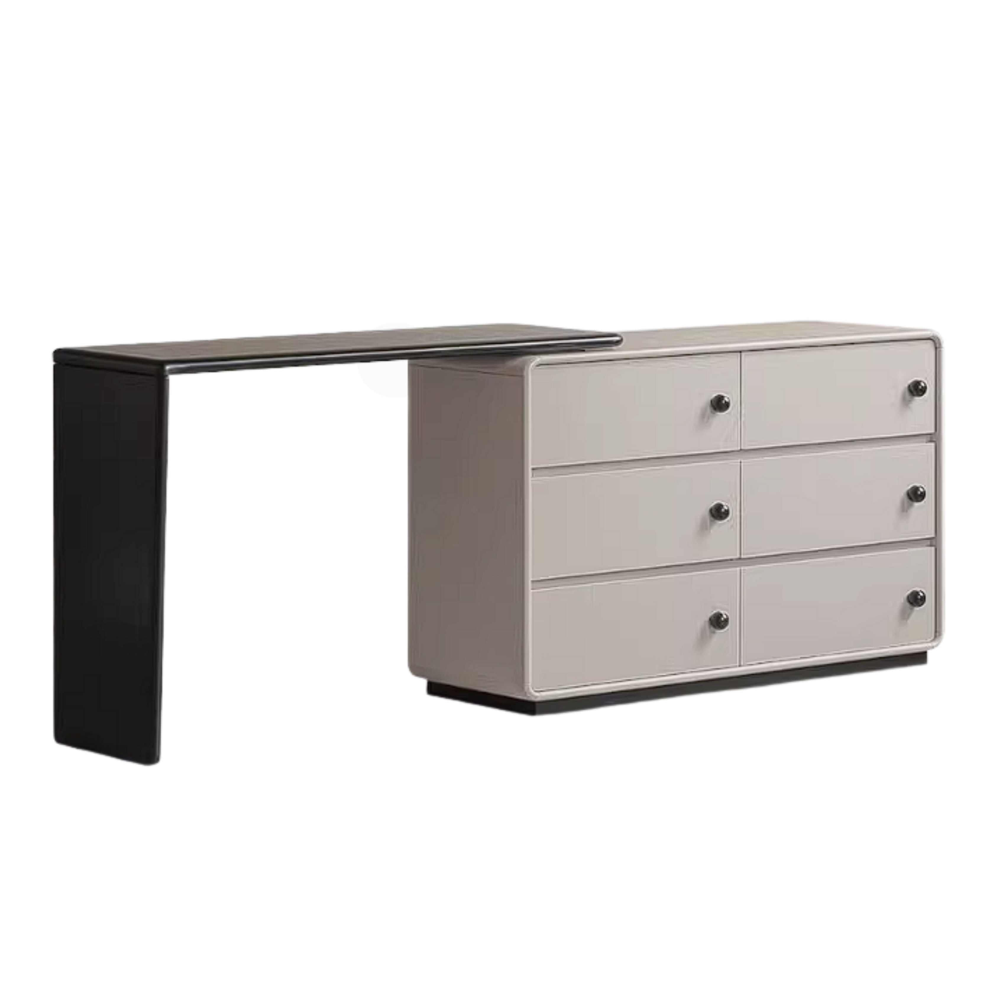 Rubberwood Solid Wood Rotating Extendable Vanity Table with