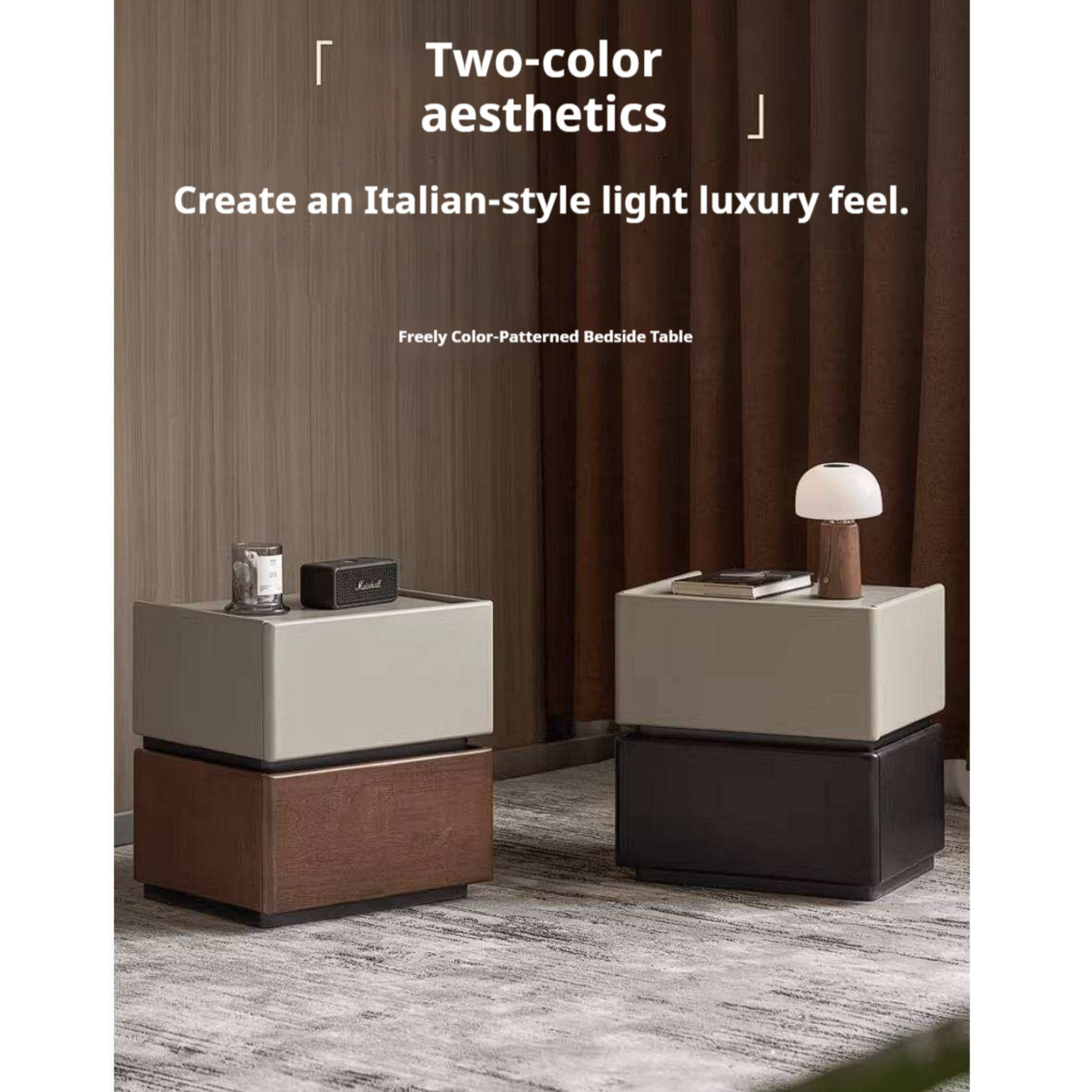 Rubberwood Solid Wood Bedside Cabinet with Modern Simple Storage