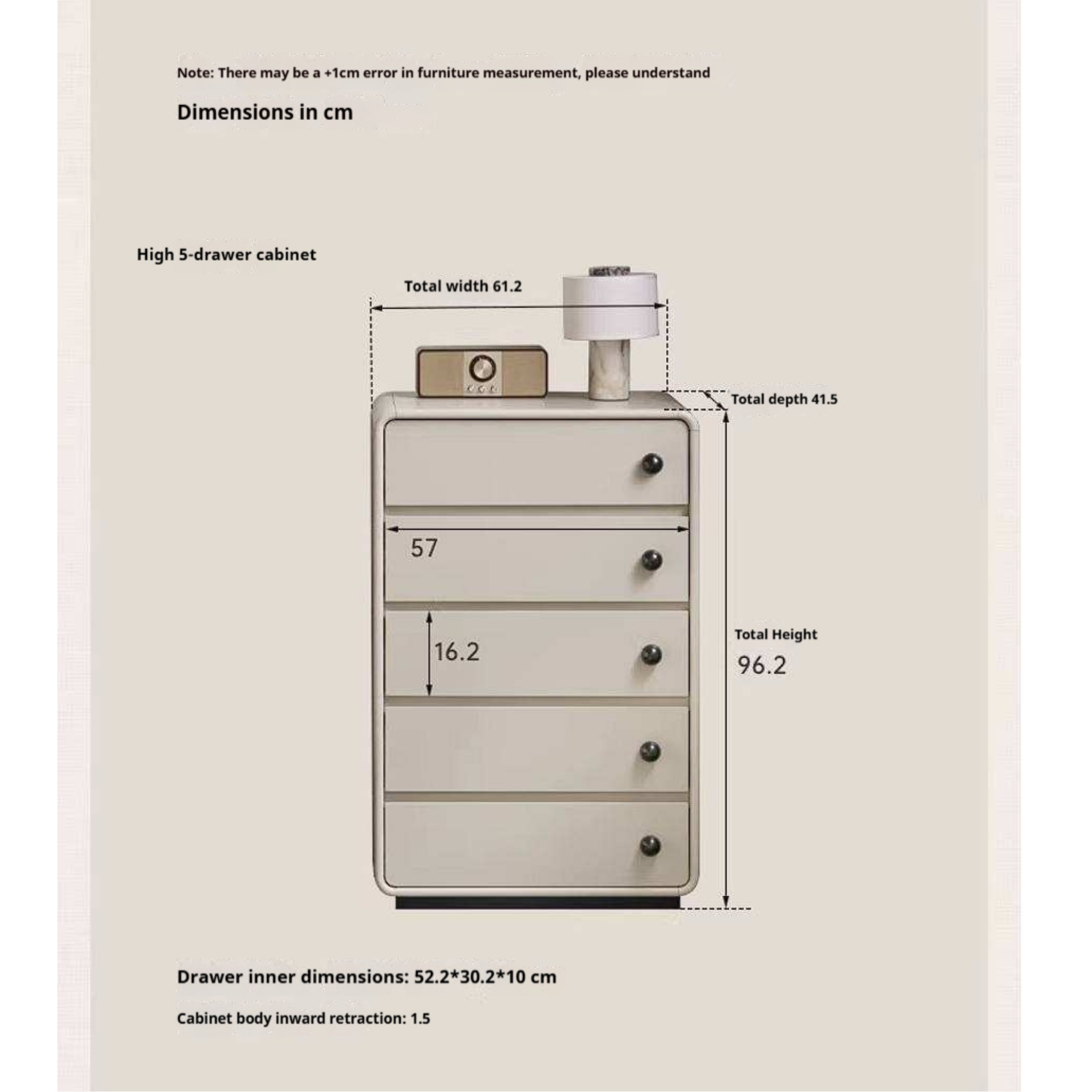 Rubberwood Solid Contemporary Two-Tone Dresser with Rounded Edge Frame and Minimalist Modular Design