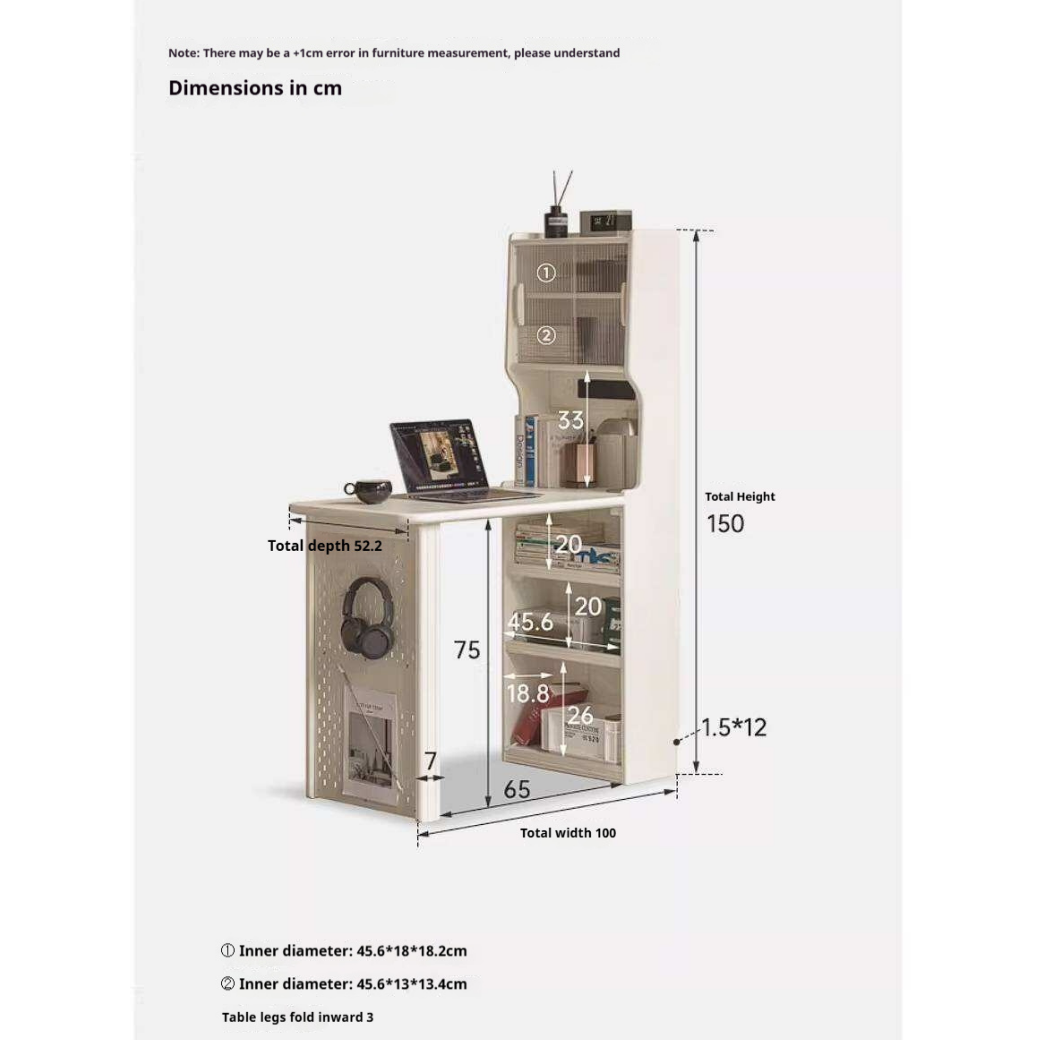 Rubberwood Solid Wood Convertible Vanity Desk with Multi-Functional Storage and Office Setup