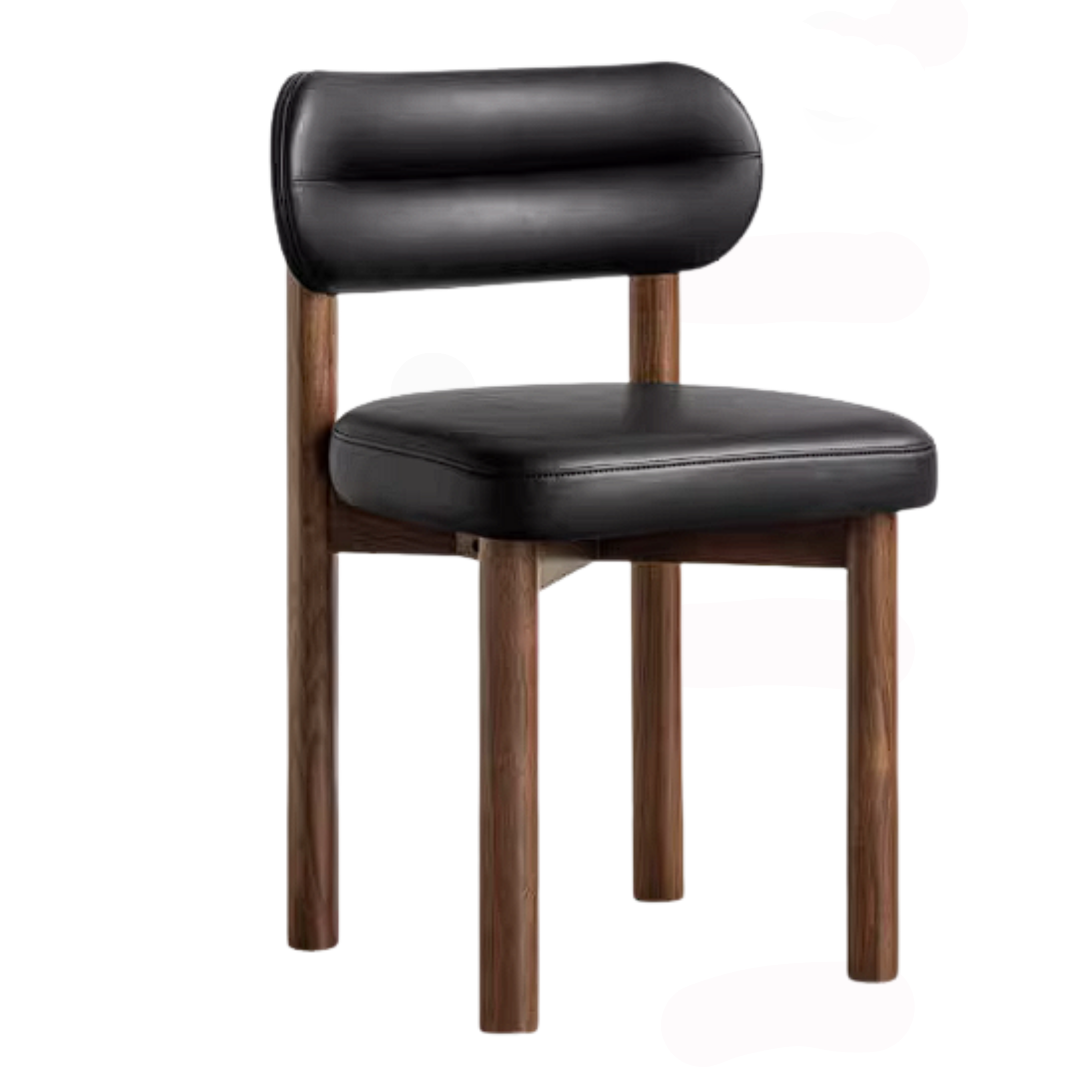 Black Walnut Solid Wood Vanity Stool with Curved Back