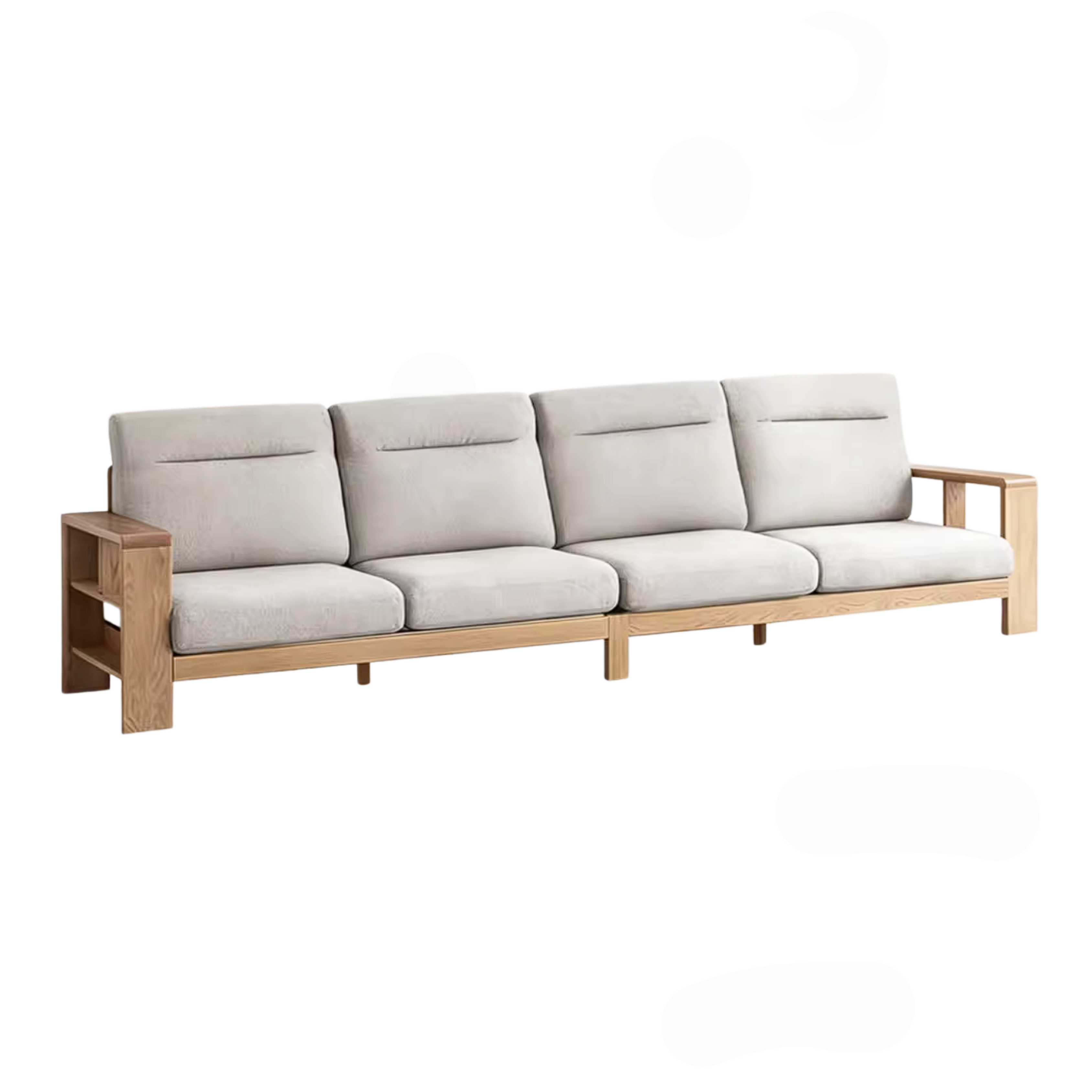 Oak Solid Wood Corner Sofa with Modern Fabric Upholstery