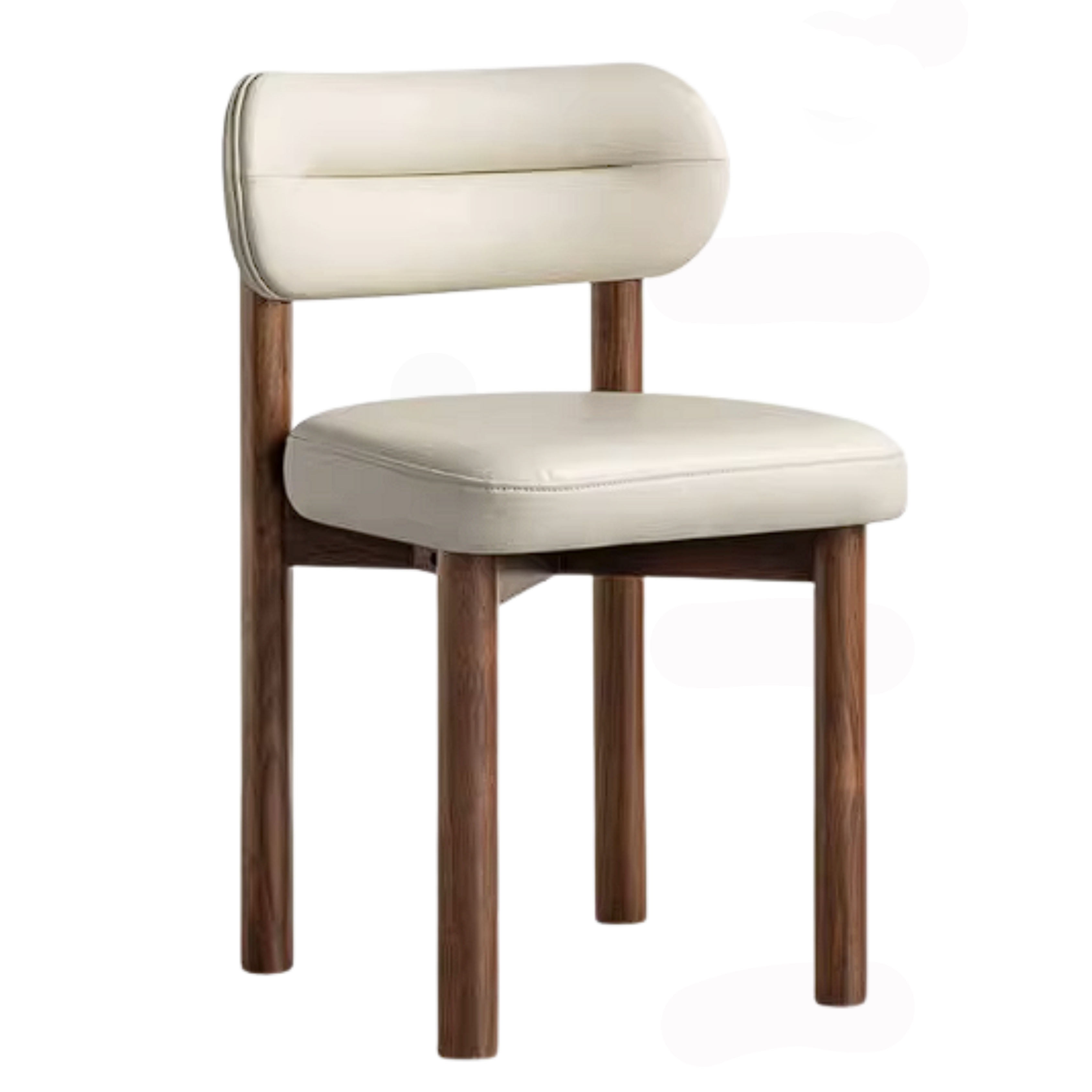 Black Walnut Solid Wood Vanity Stool with Curved Back