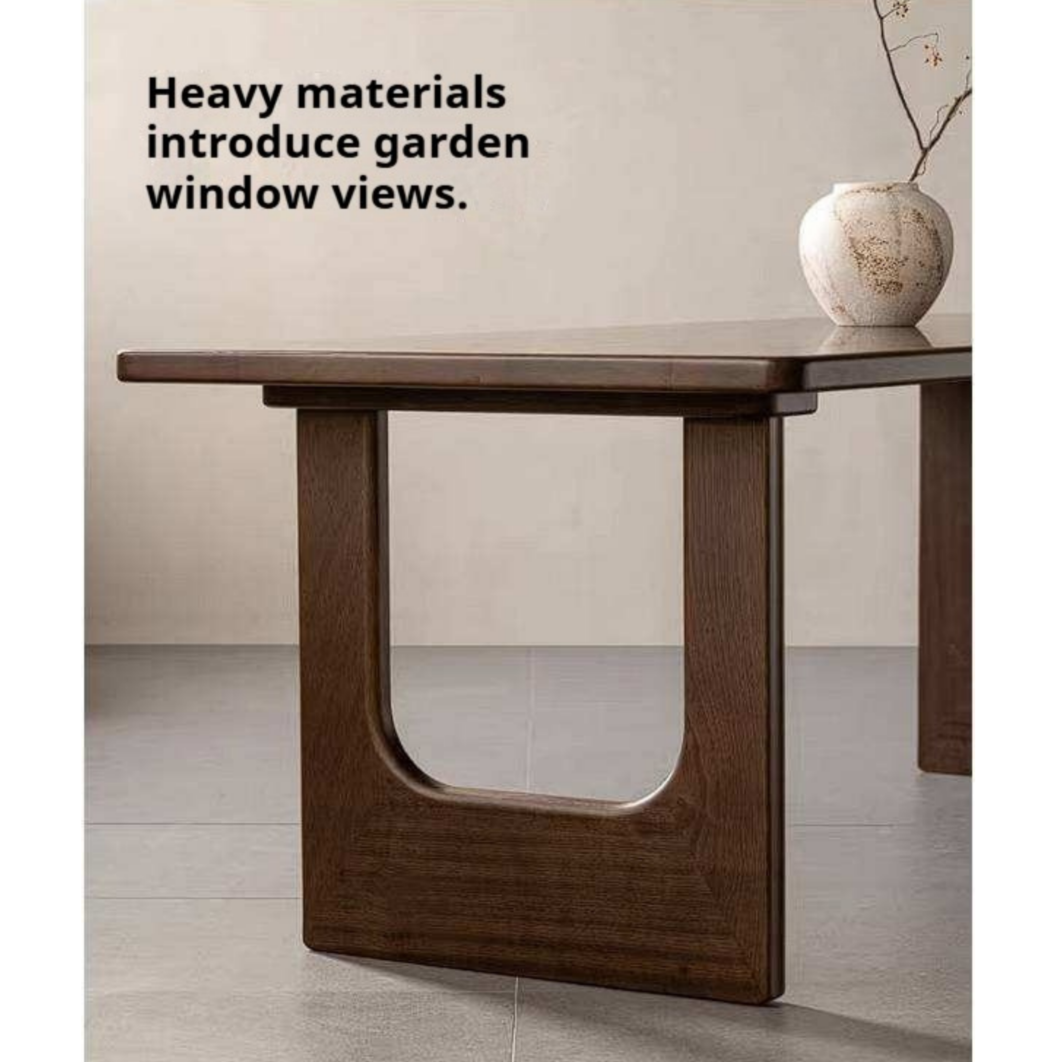 Sandalwood Solid Wood Dining Table with Thick Rectangular Top