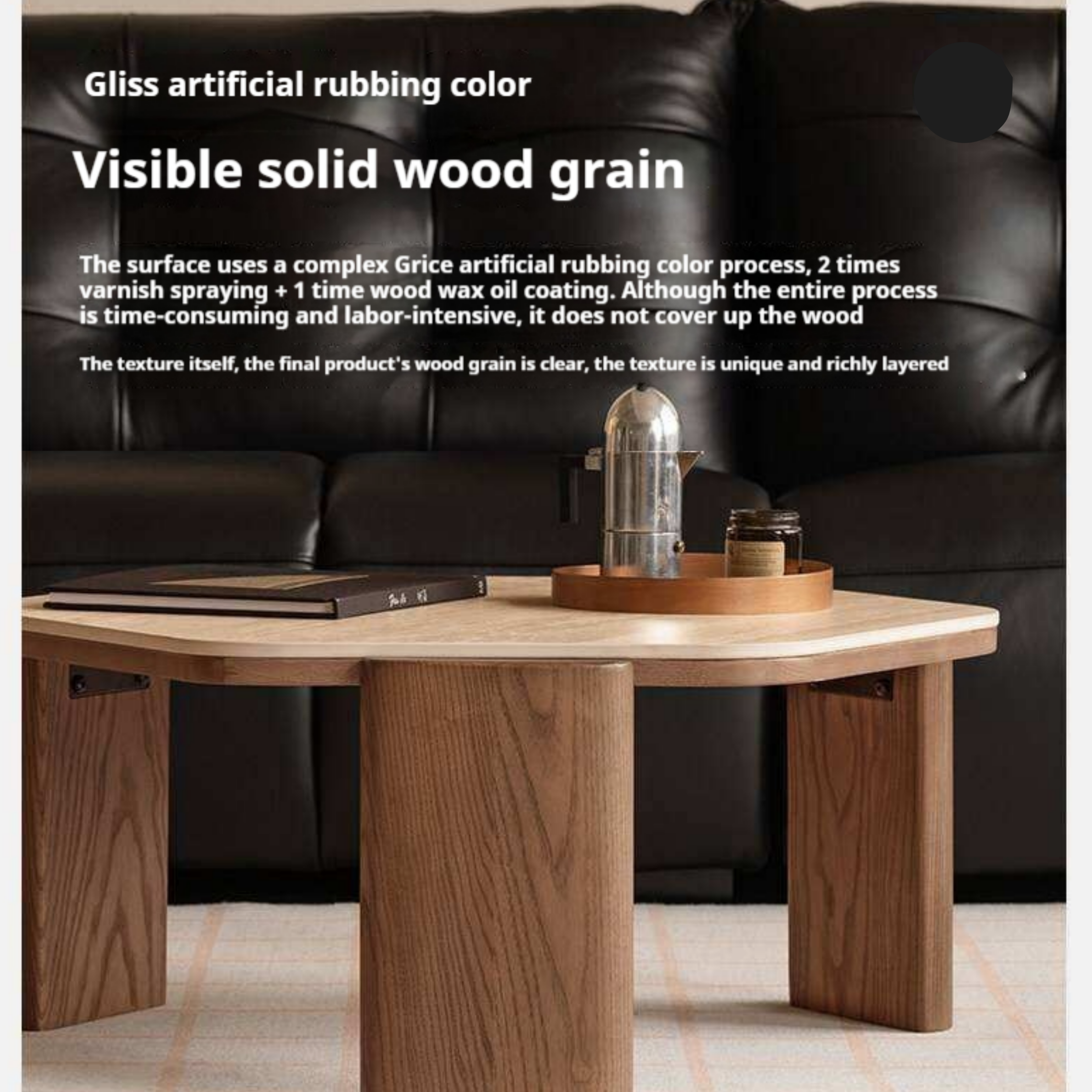 Ash Solid Wood Coffee Table with Wabi-Sabi Slab Design