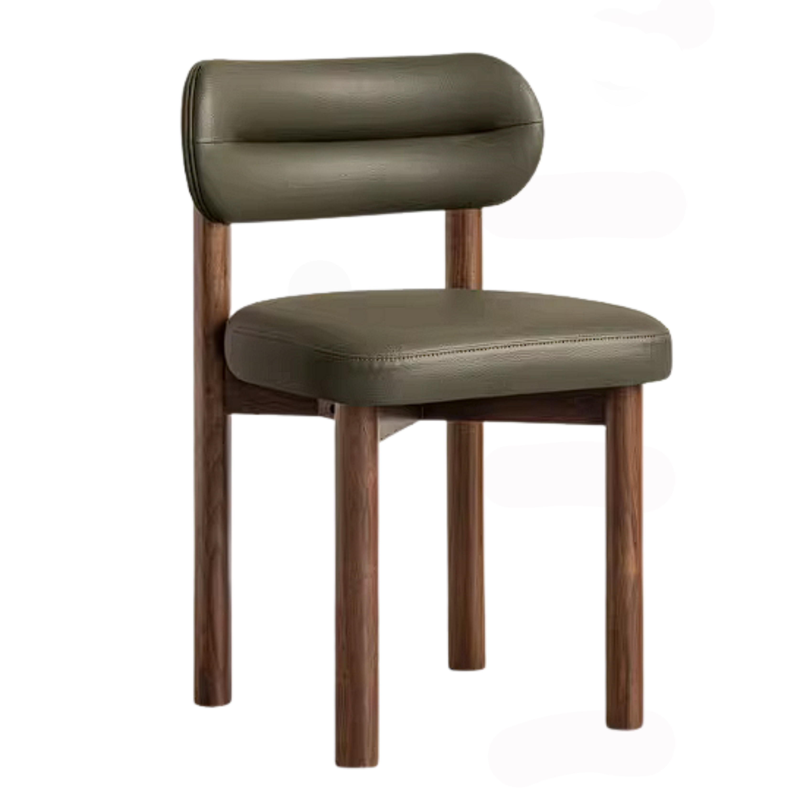 Black Walnut Solid Wood Vanity Stool with Curved Back