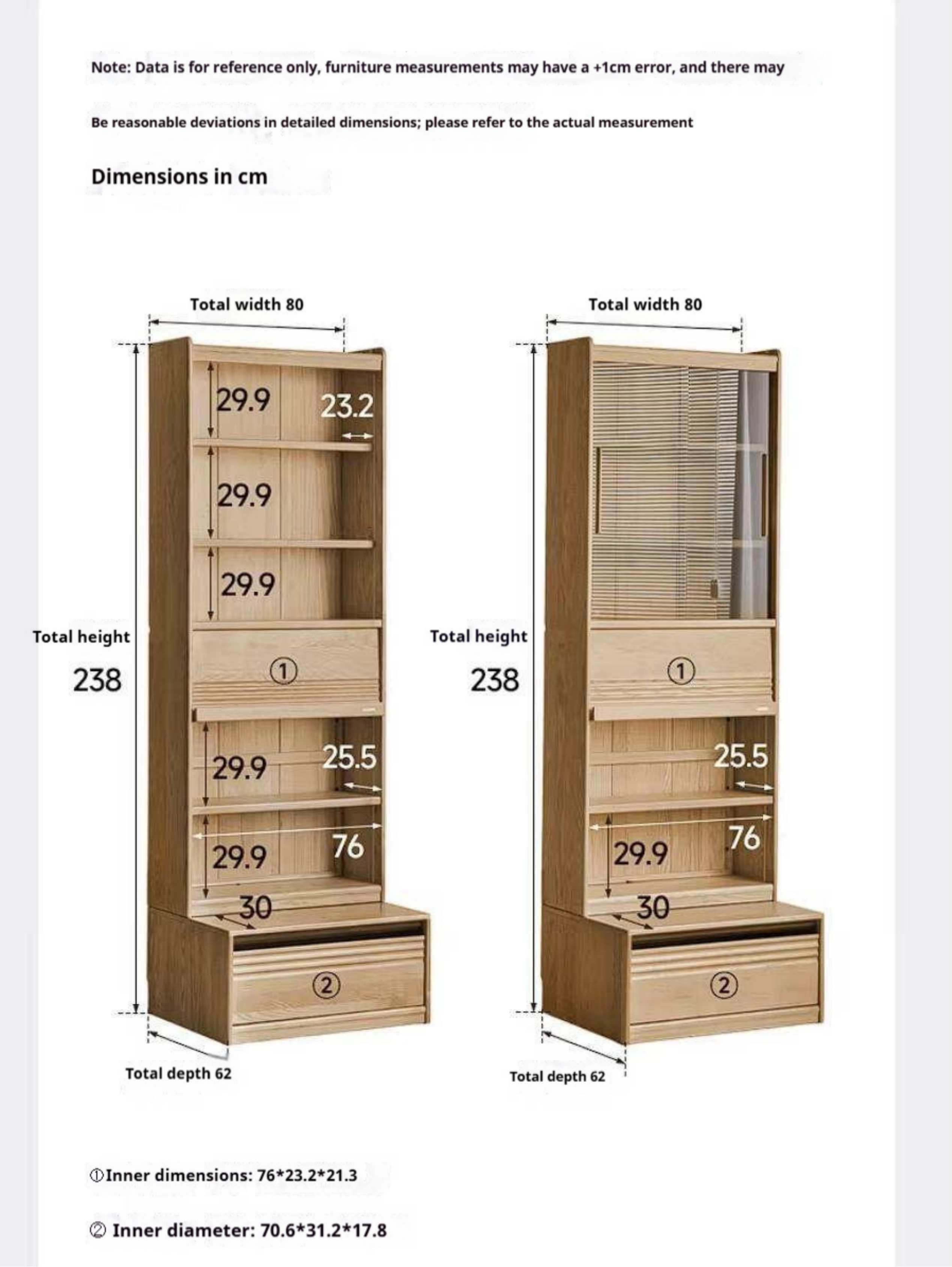 Ash Solid Wood Bookshelf with Wall Mounted Display Cabinet Design
