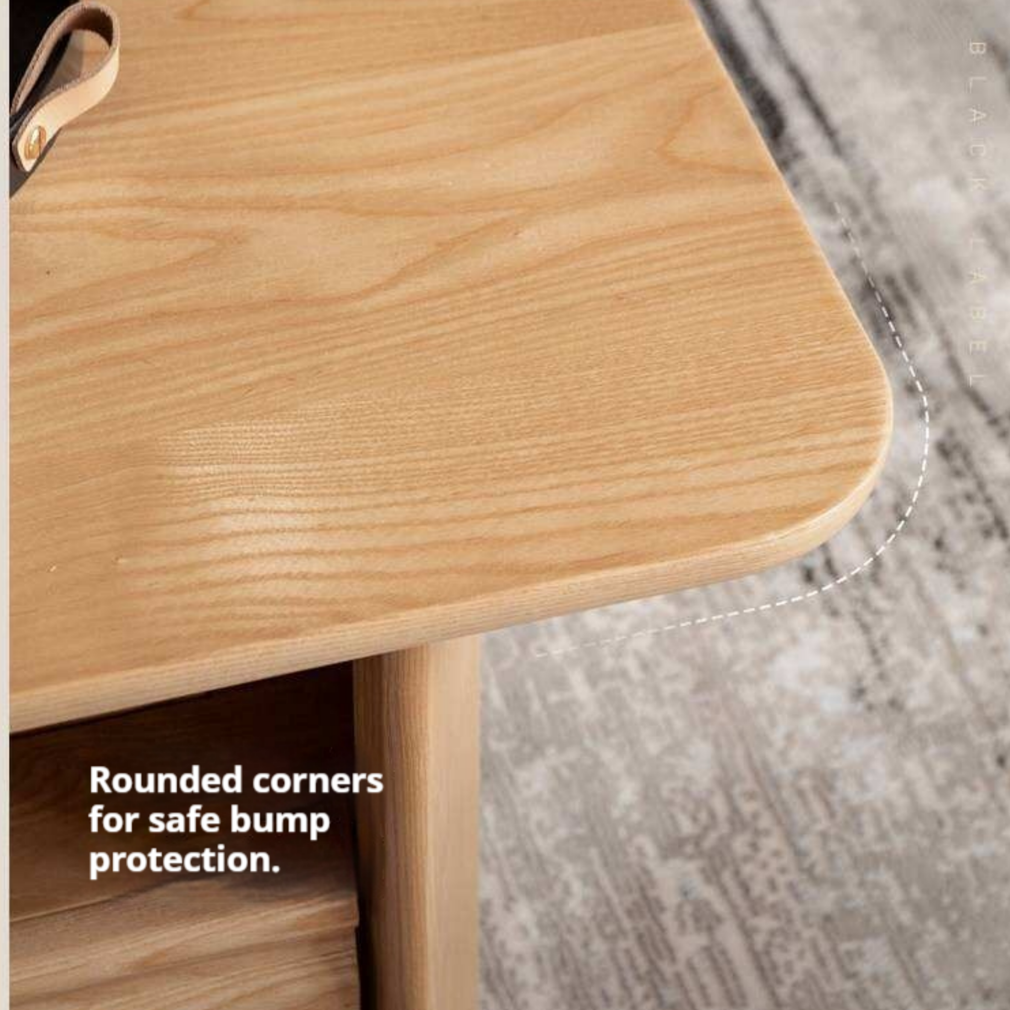 Ash Solid Wood Coffee Table with Two-Level Storage and Minimalist Design