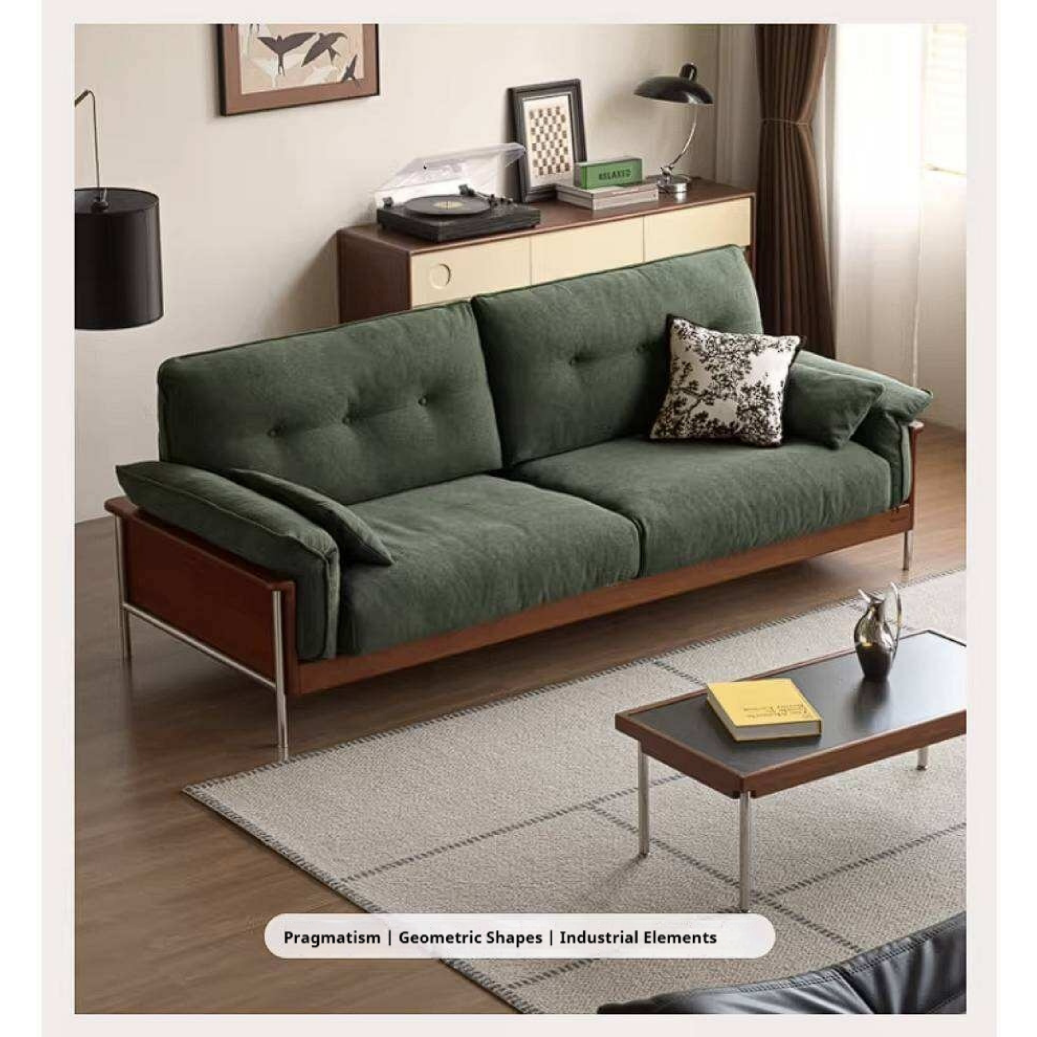 Poplar Solid Wood Sofa with Mid Century Inspired Design