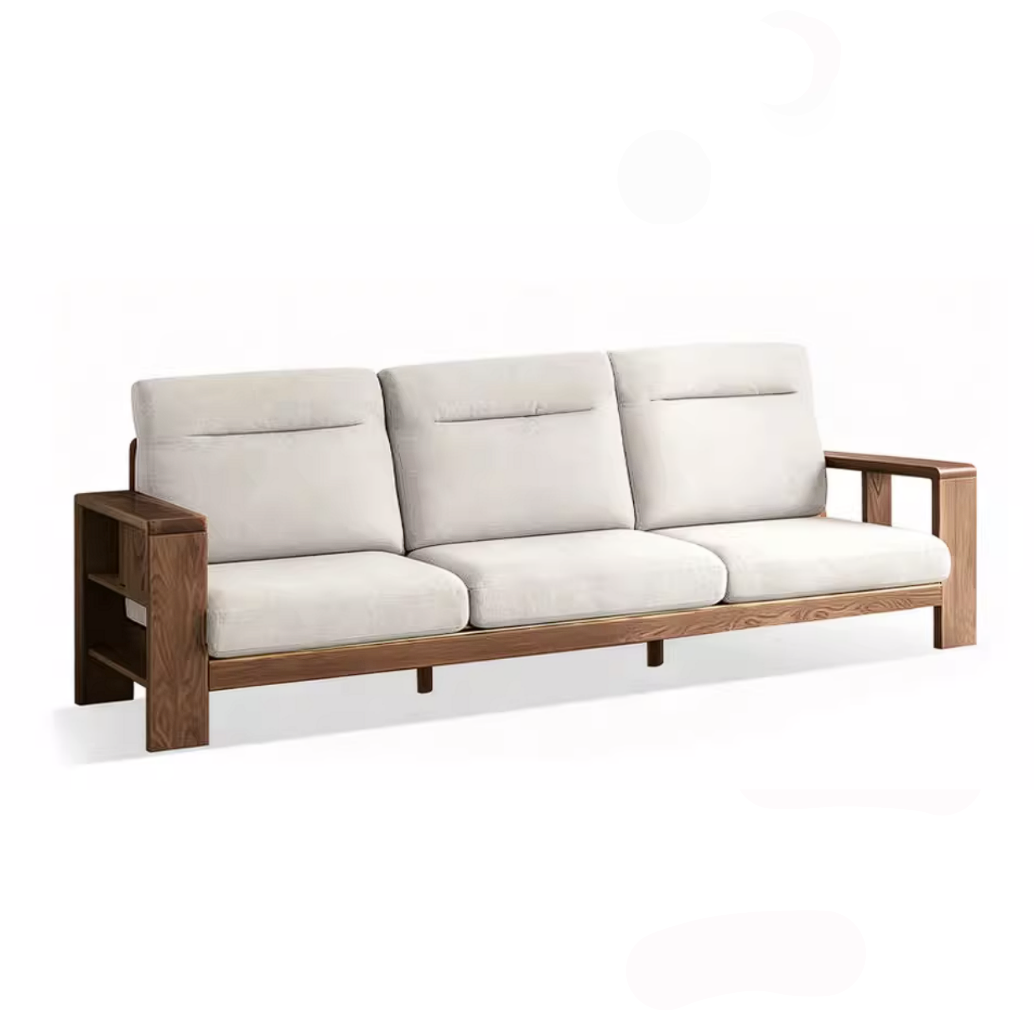 Oak Solid Wood Corner Sofa with Modern Fabric Upholstery