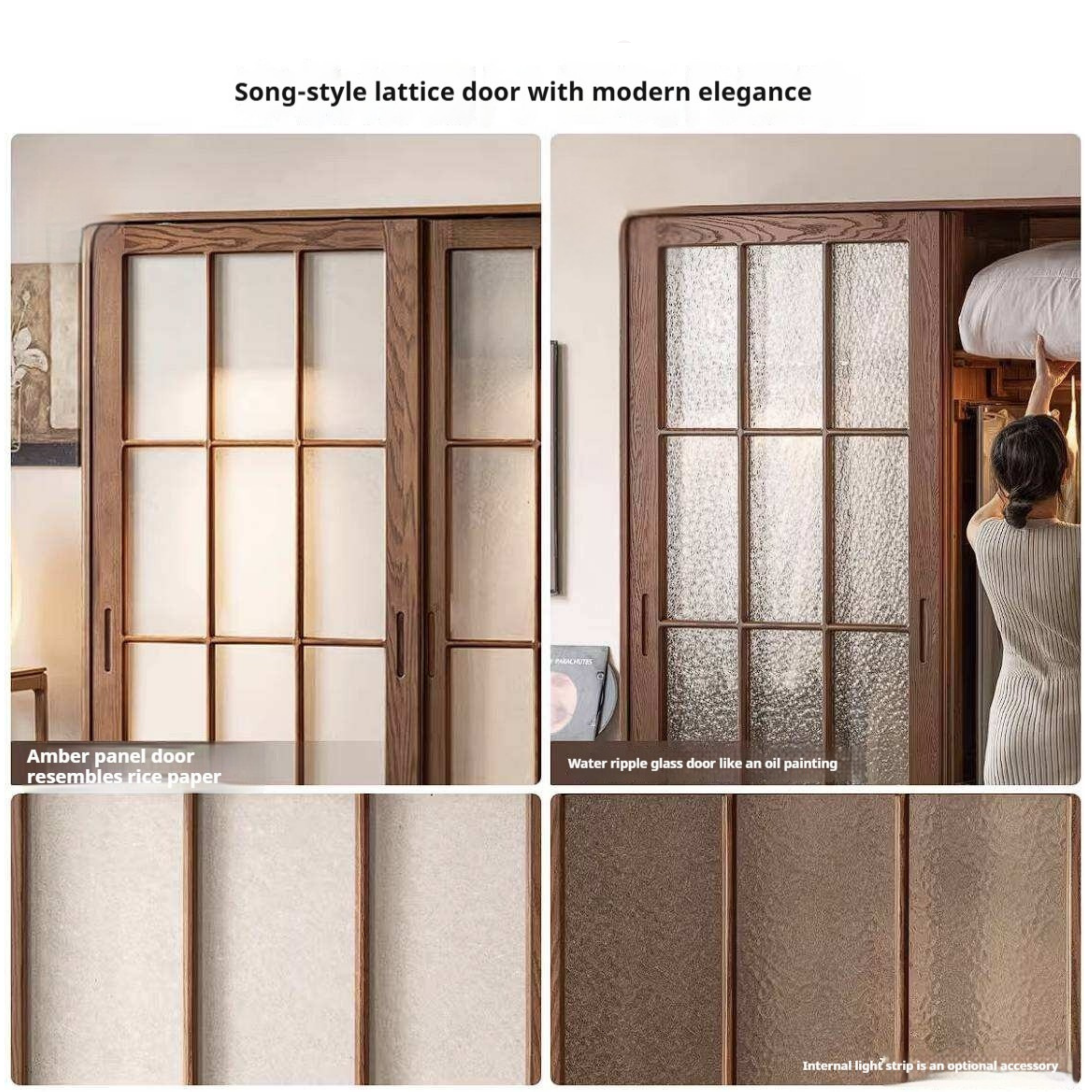 Oak Solid Wood Wardrobe with Songshi Aesthetic Storage Design