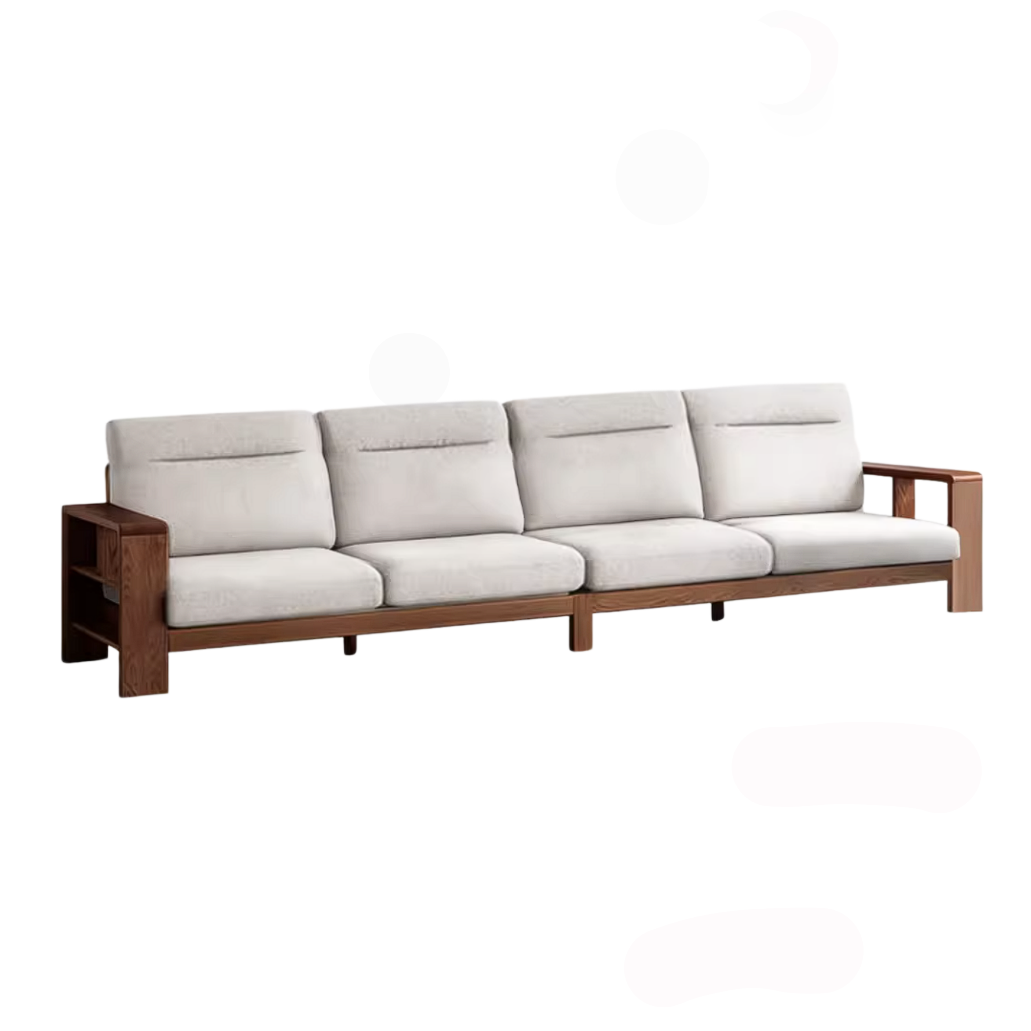 Oak Solid Wood Corner Sofa with Modern Fabric Upholstery