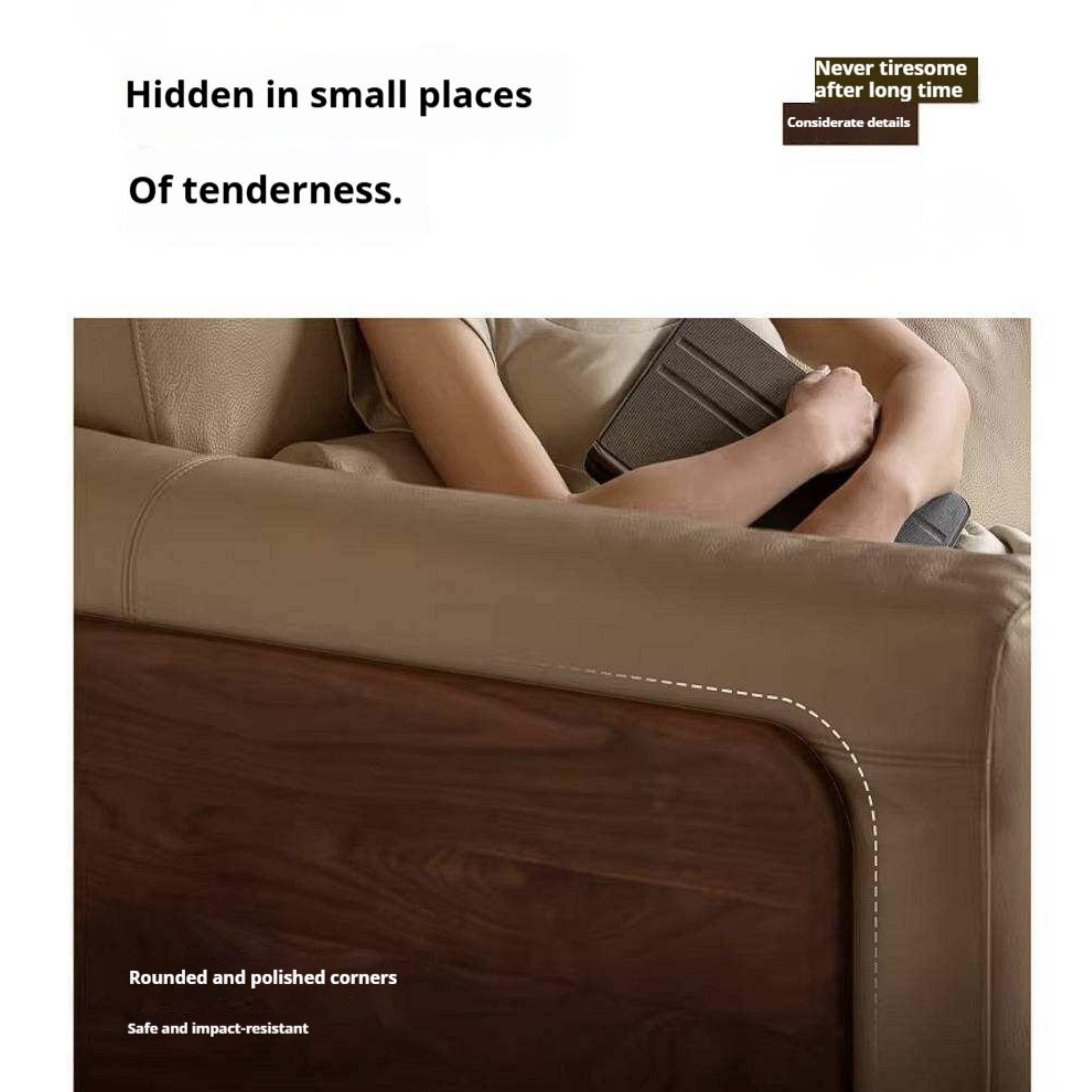 Black Walnut, Golden Sandalwood Solid Wood Sofa Genuine leather, fabric