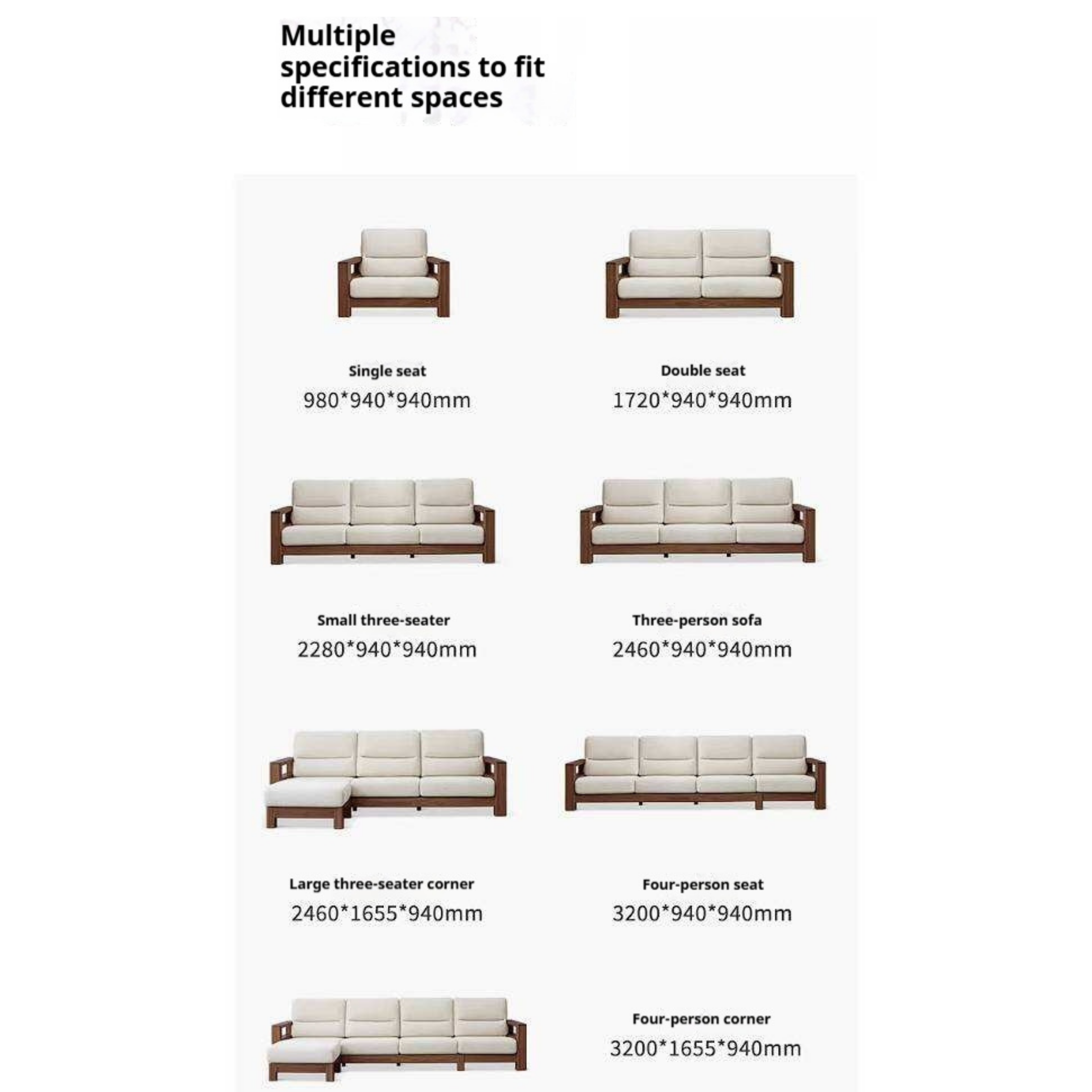 Black Walnut, Ash, Golden Sandalwood Solid Wood Corner Sofa with Fabric Upholstery