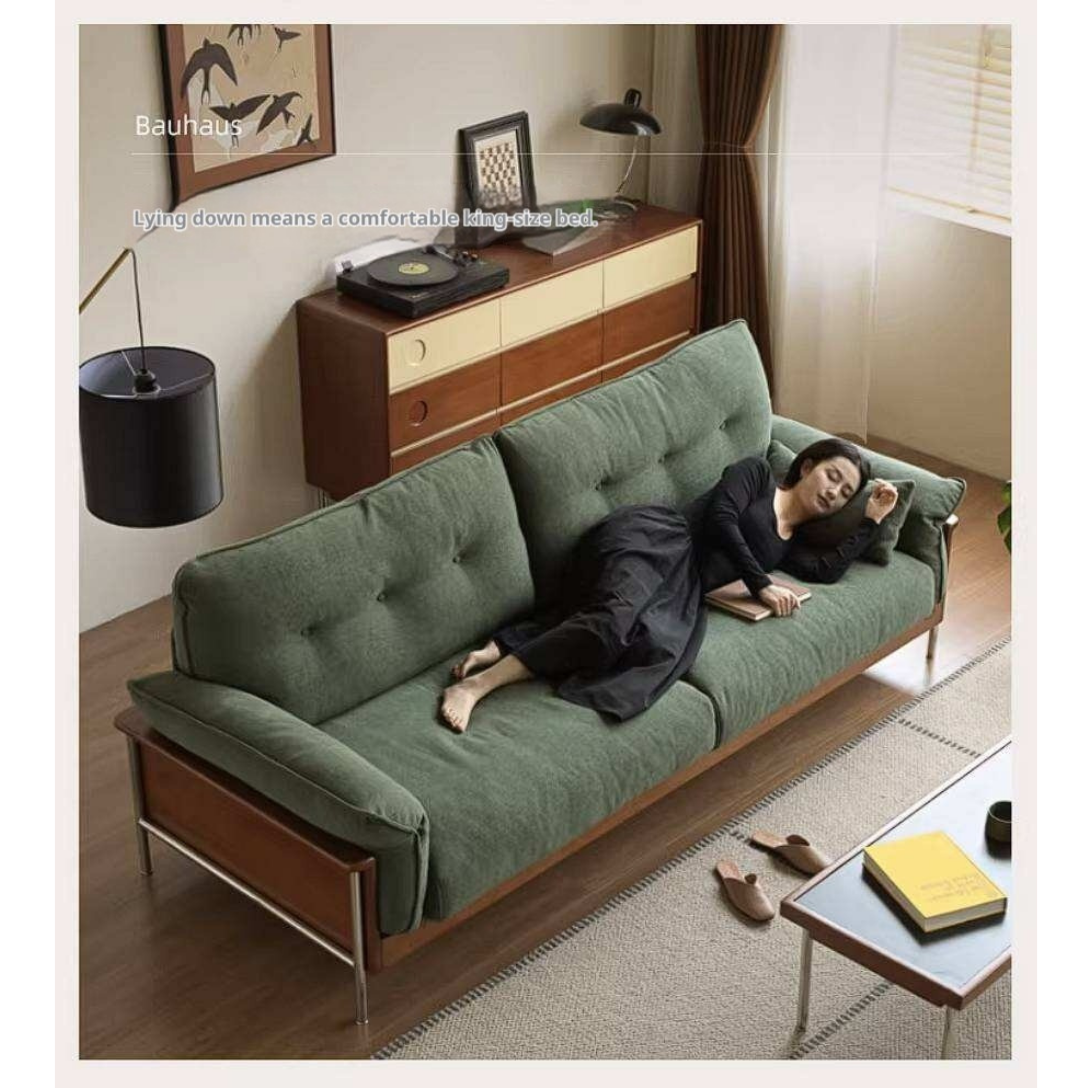 Poplar Solid Wood Sofa with Mid Century Inspired Design