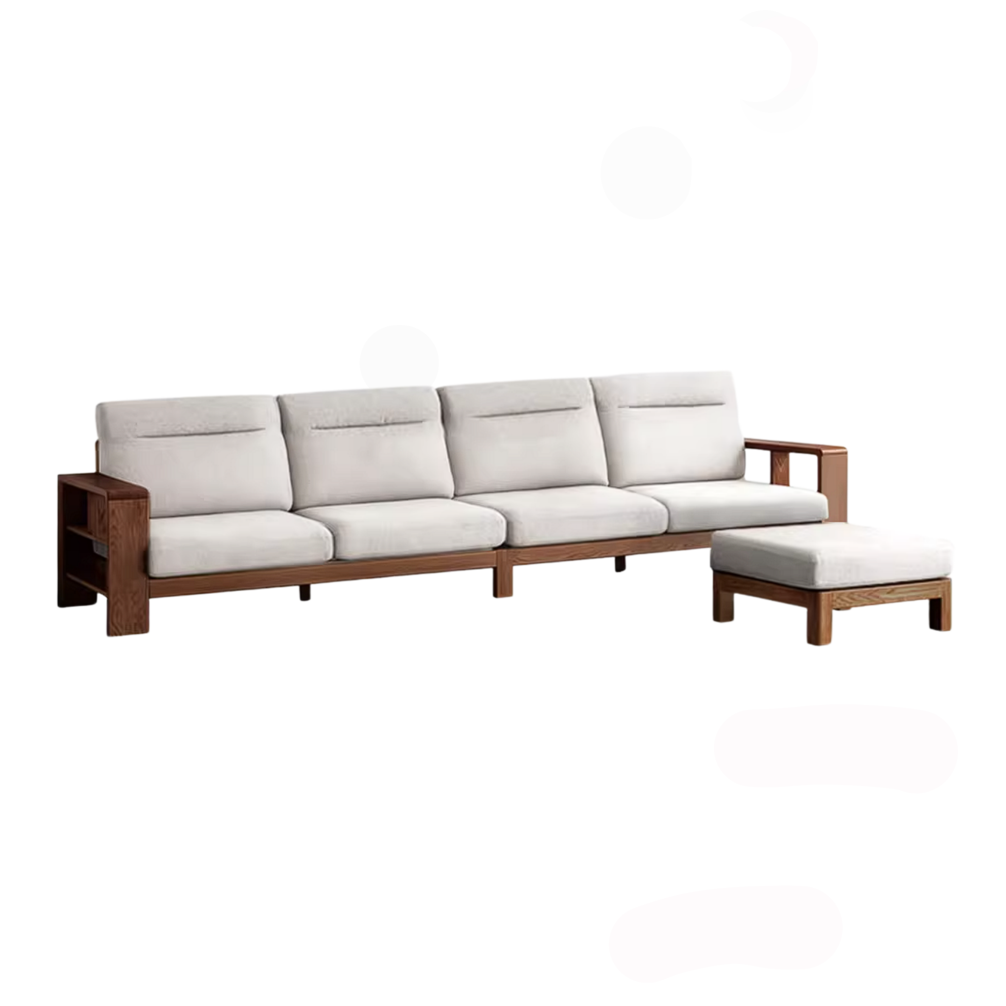 Oak Solid Wood Corner Sofa with Modern Fabric Upholstery