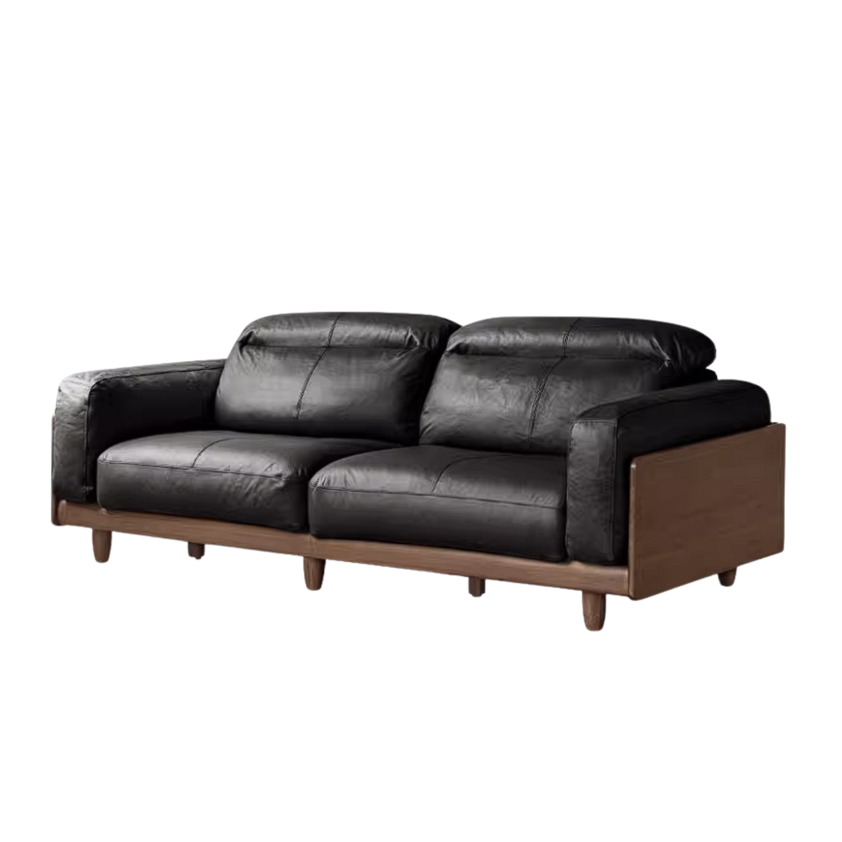 Golden Pear Solid Wood Genuine leather Sofa with Italian Light Luxury Design