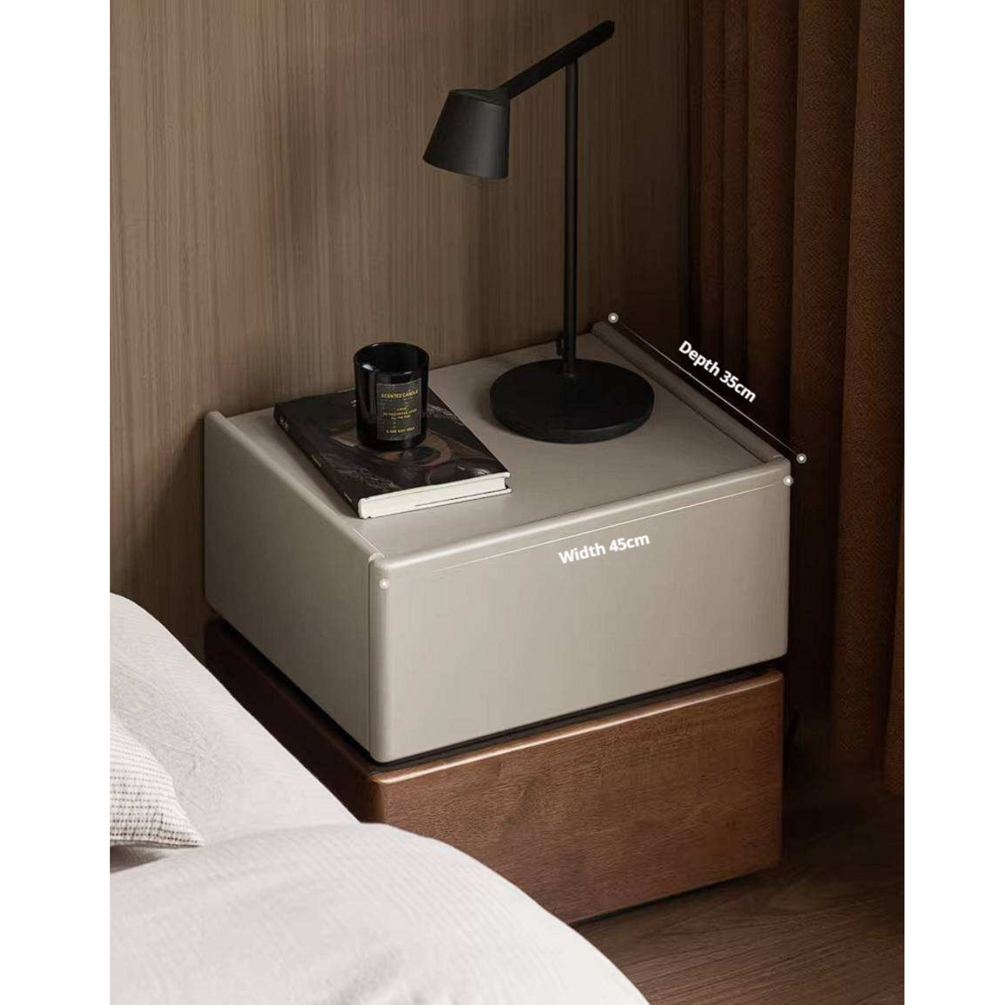 Rubberwood Solid Wood Bedside Cabinet with Modern Simple Storage