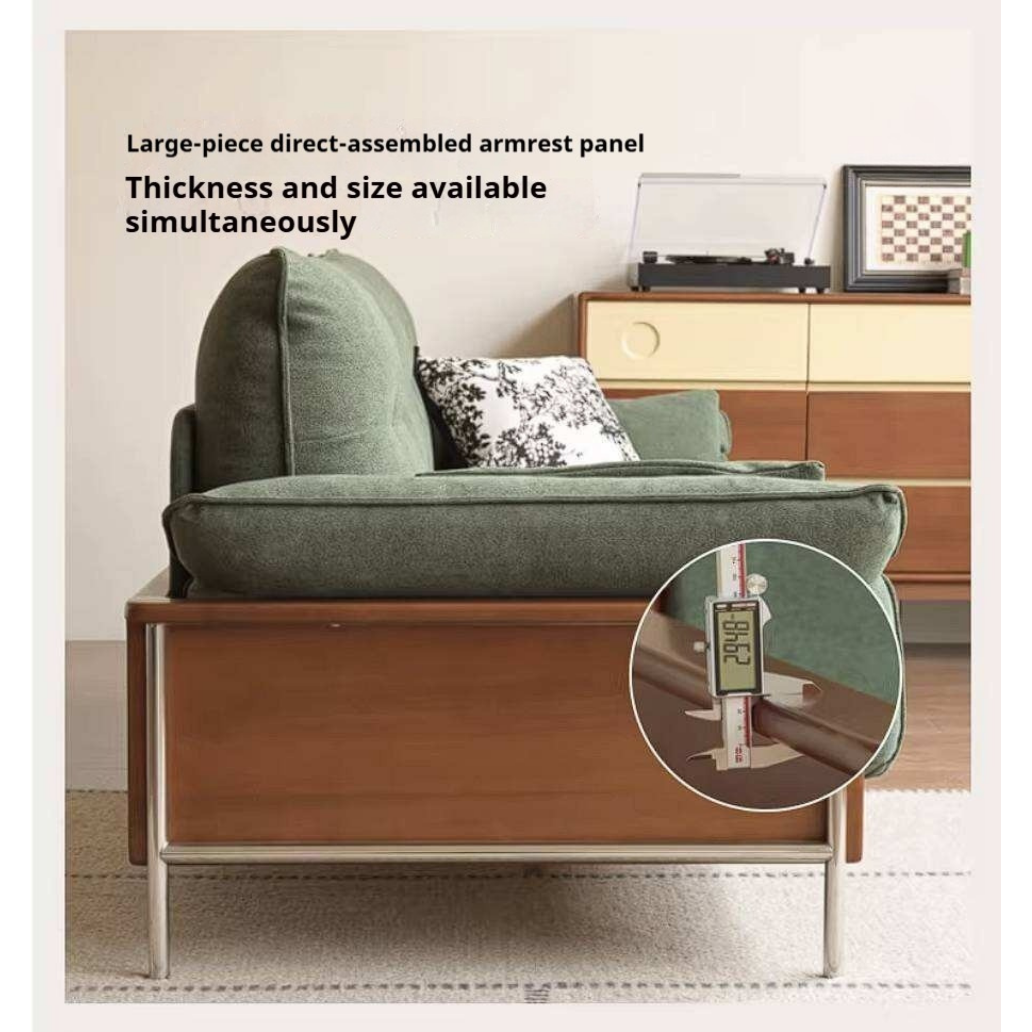Poplar Solid Wood Sofa with Mid Century Inspired Design