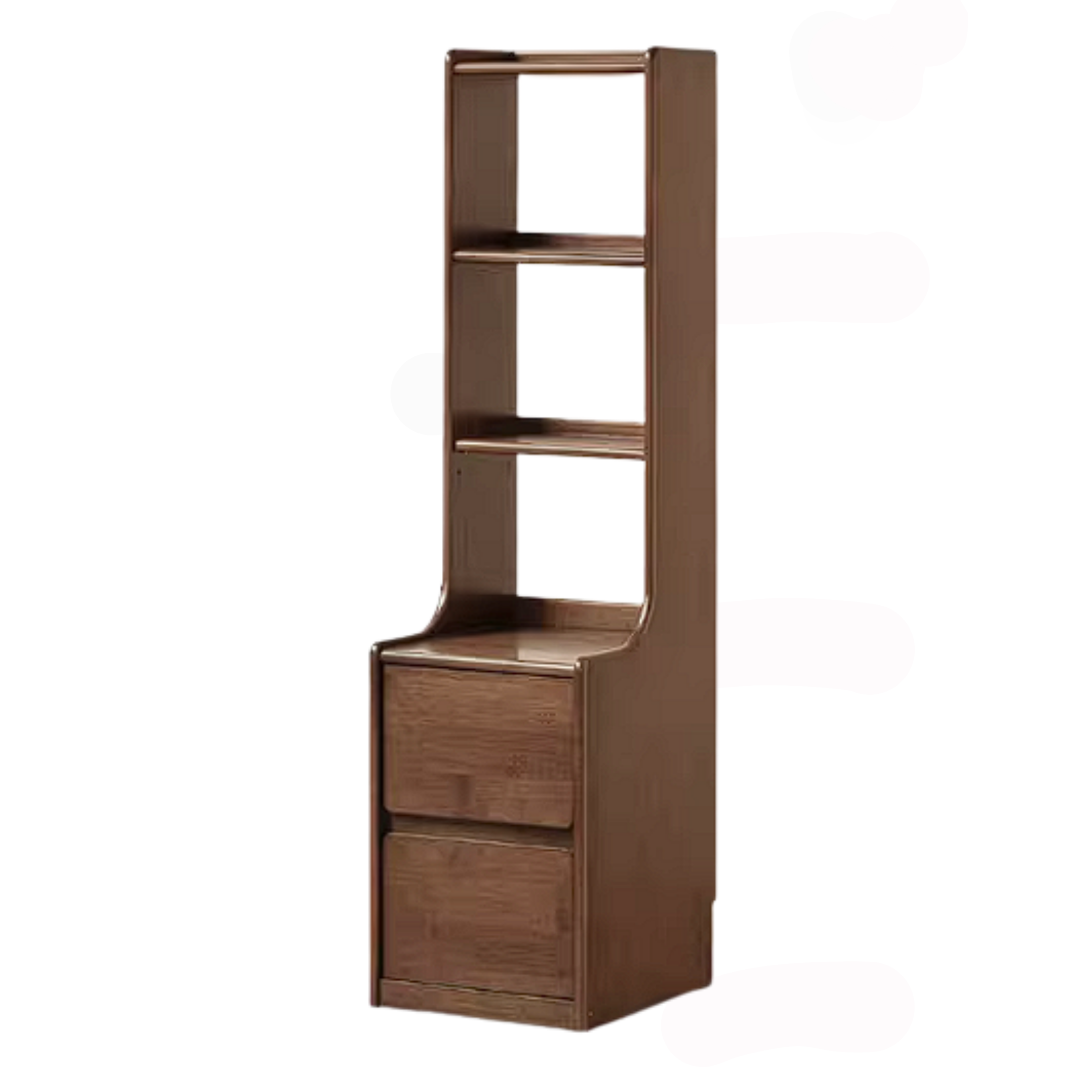 Rubberwood Solid Wood Bedside Table with Storage and Display Shelf