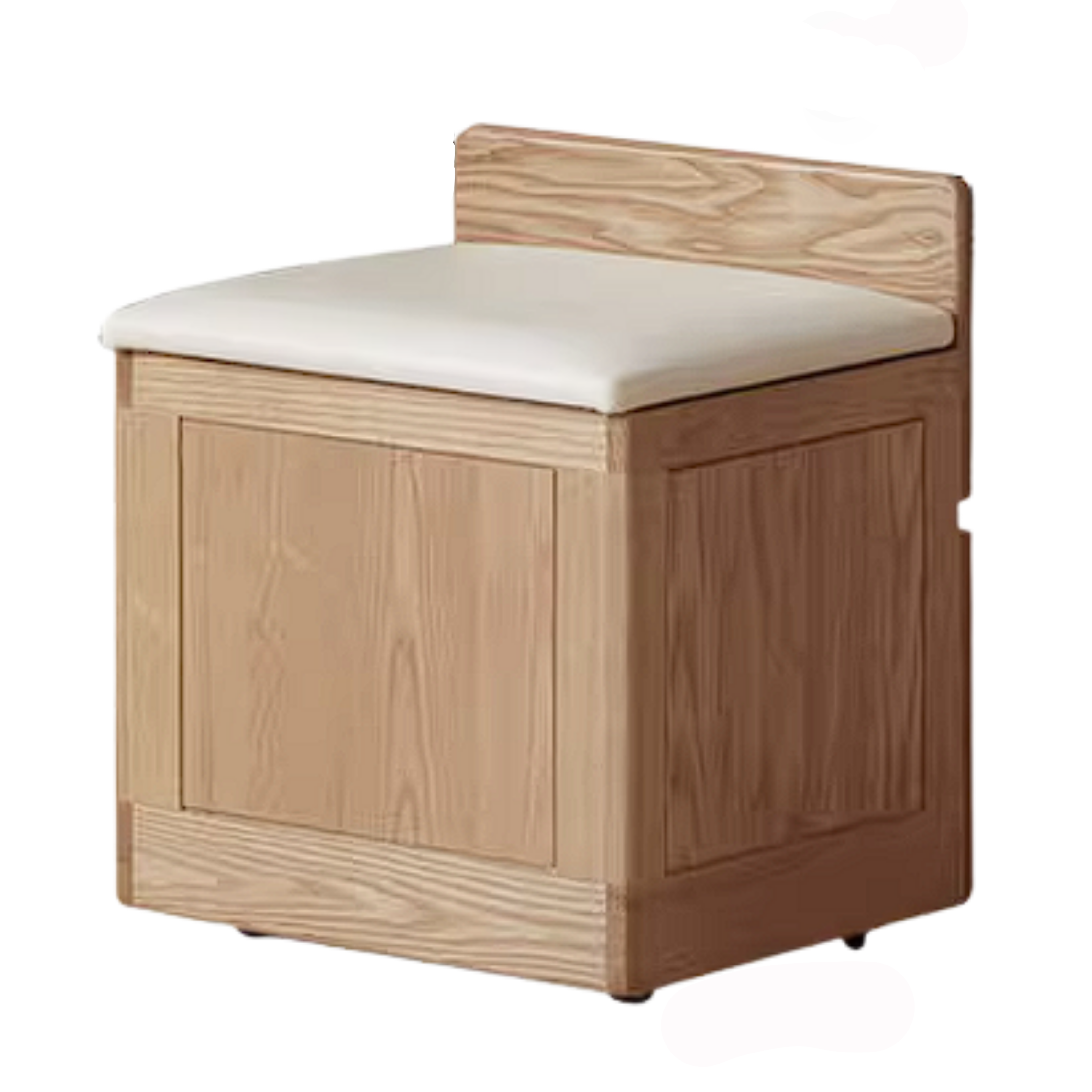 Oak, Ash, Black Walnut, Cherry Solid Wood Storage Vanity Stool with Upholstered Flip-Top Seat and Drawer