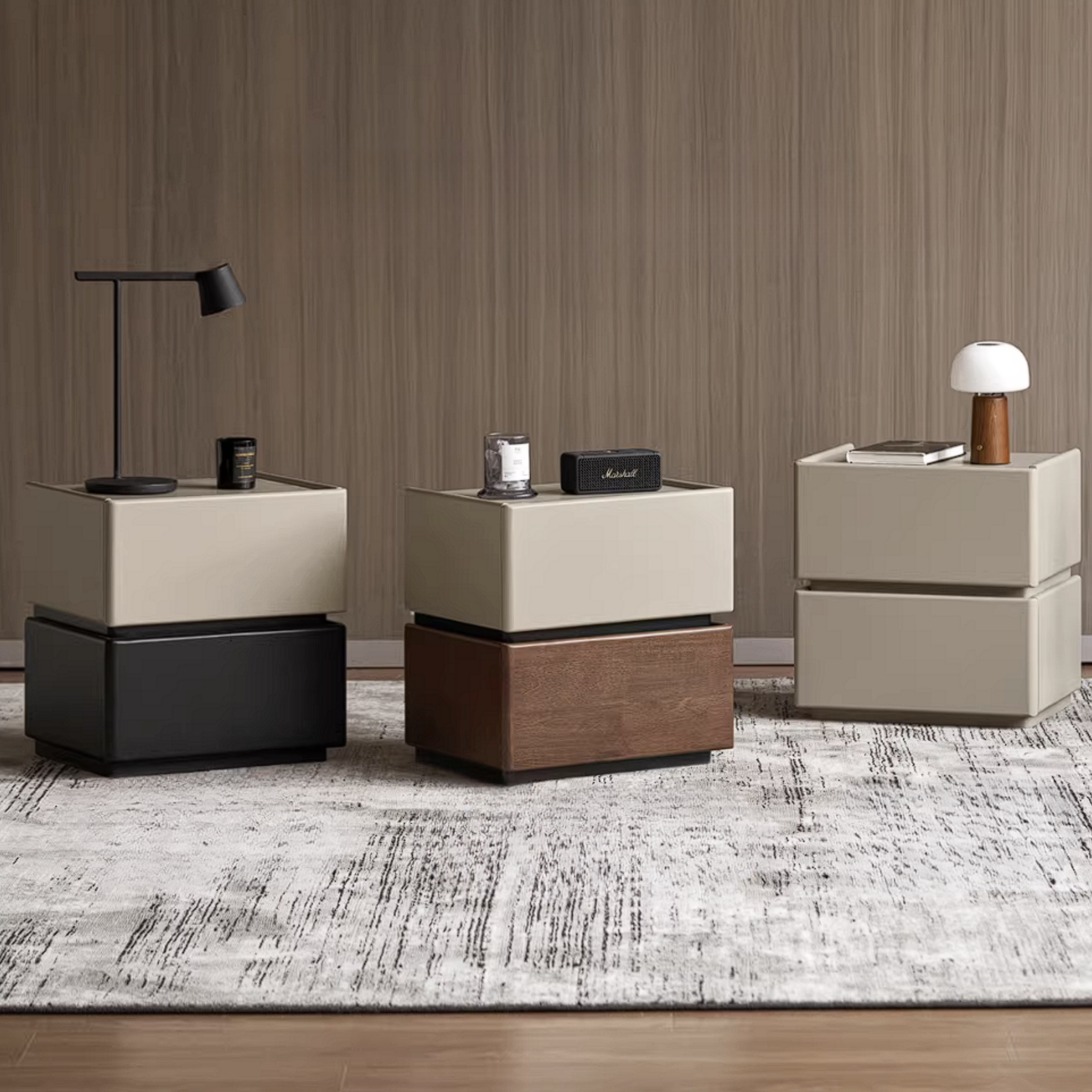 Rubberwood Solid Wood Two-Tone Nightstand