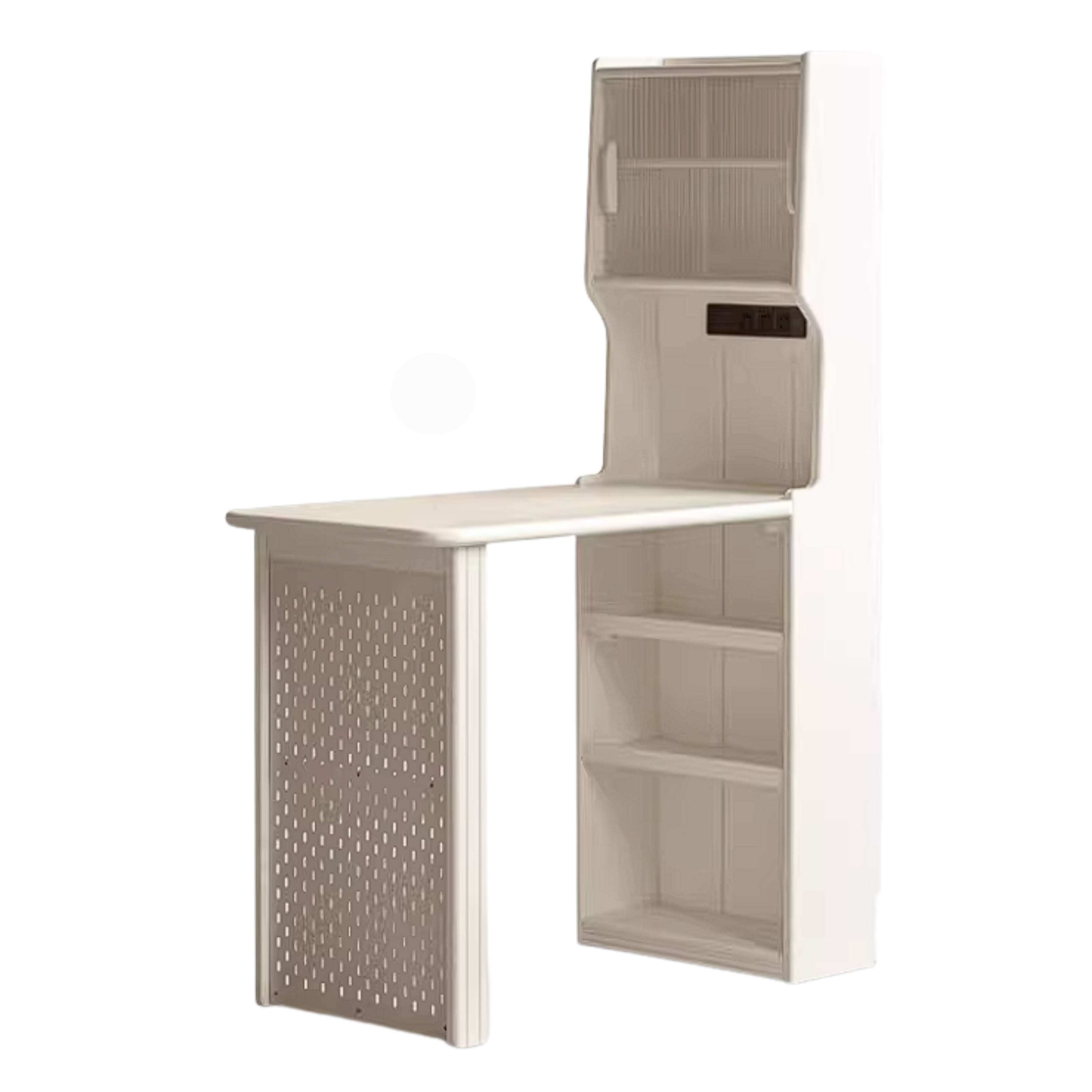 Rubberwood Solid Wood Convertible Vanity Desk with Multi-Functional Storage and Office Setup