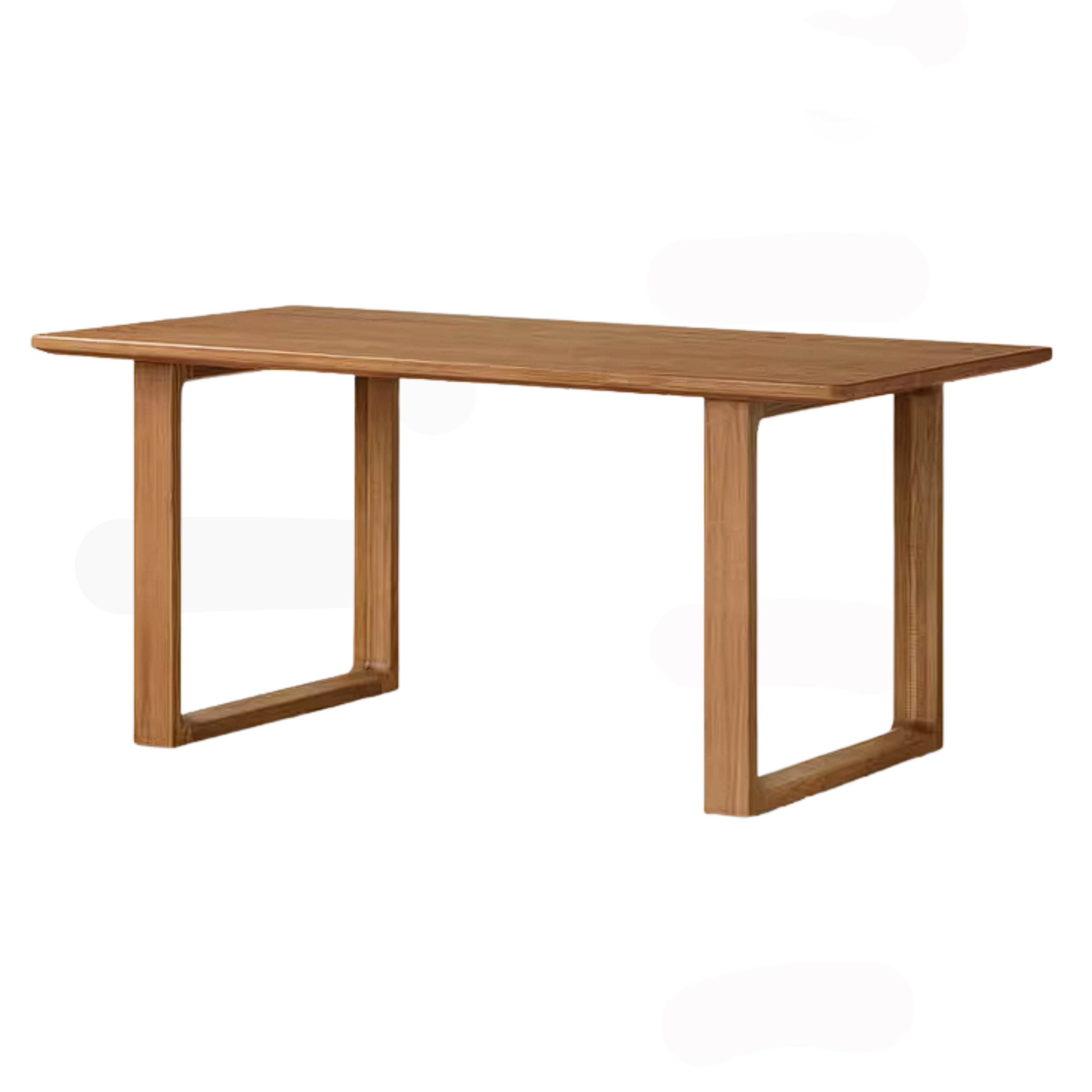 Ash Solid Wood Rectangular Dining Table, Mid Century light maroon color