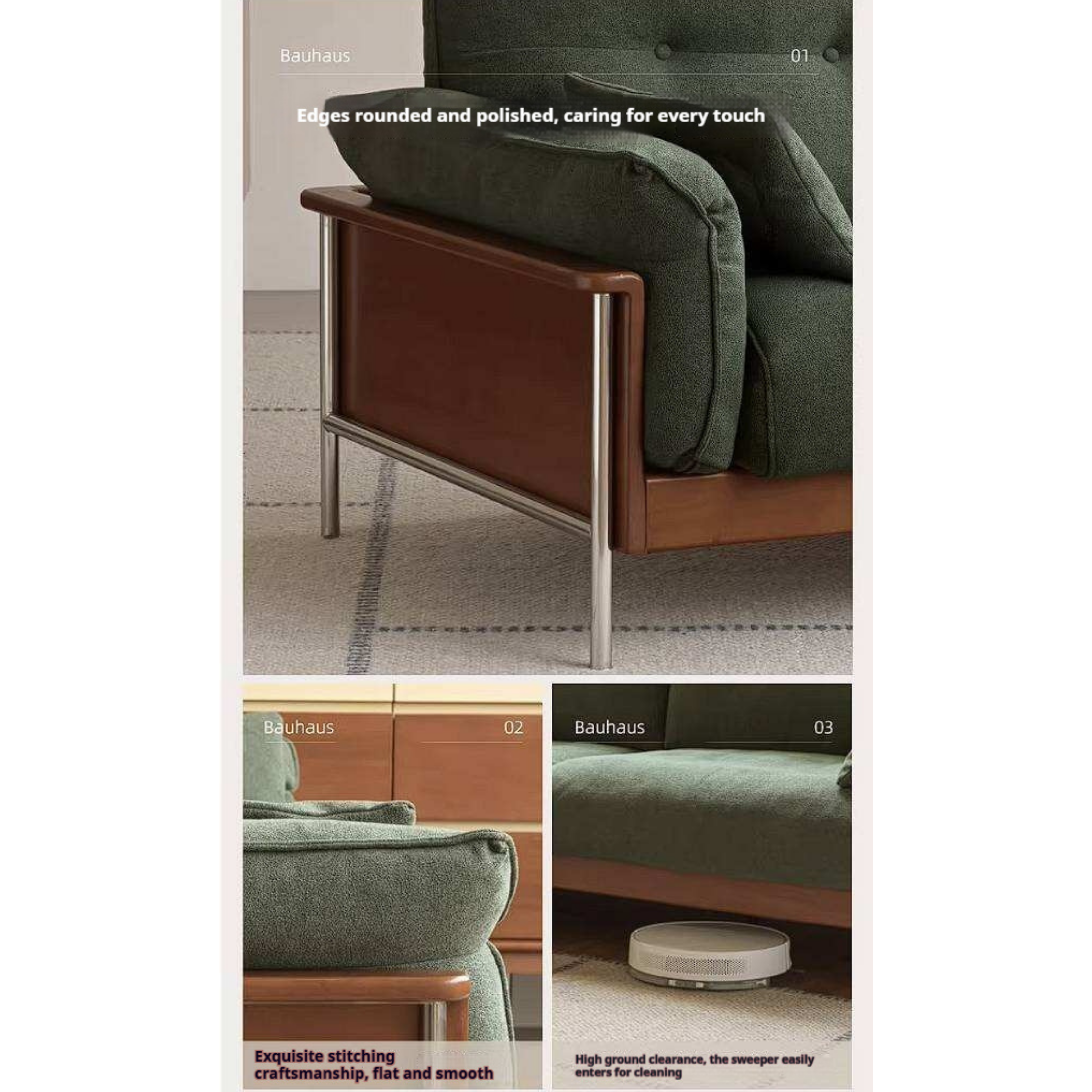 Poplar Solid Wood Sofa with Mid Century Inspired Design