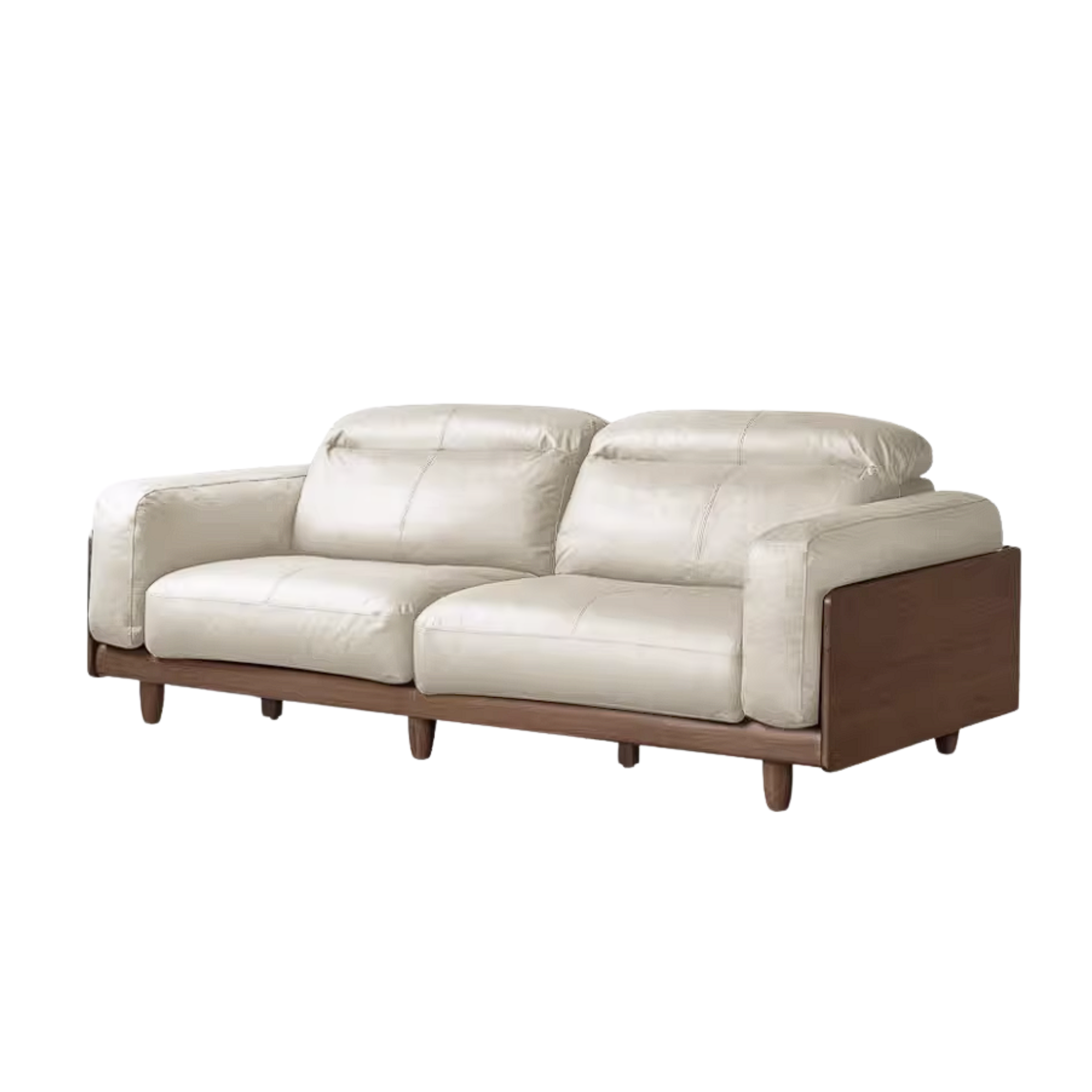 Golden Pear Solid Wood Genuine leather Sofa with Italian Light Luxury Design