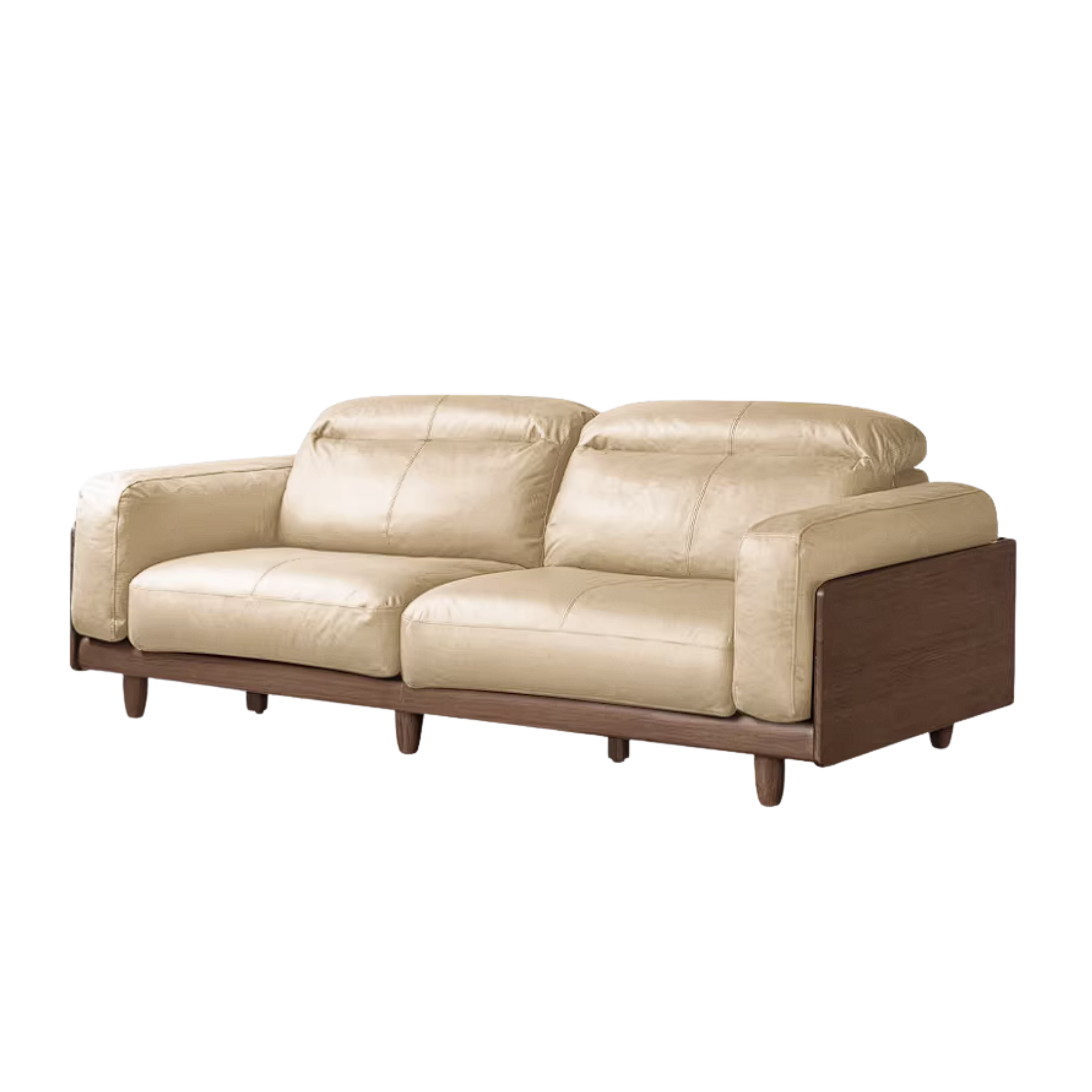 Golden Pear Solid Wood Genuine leather Sofa with Italian Light Luxury Design