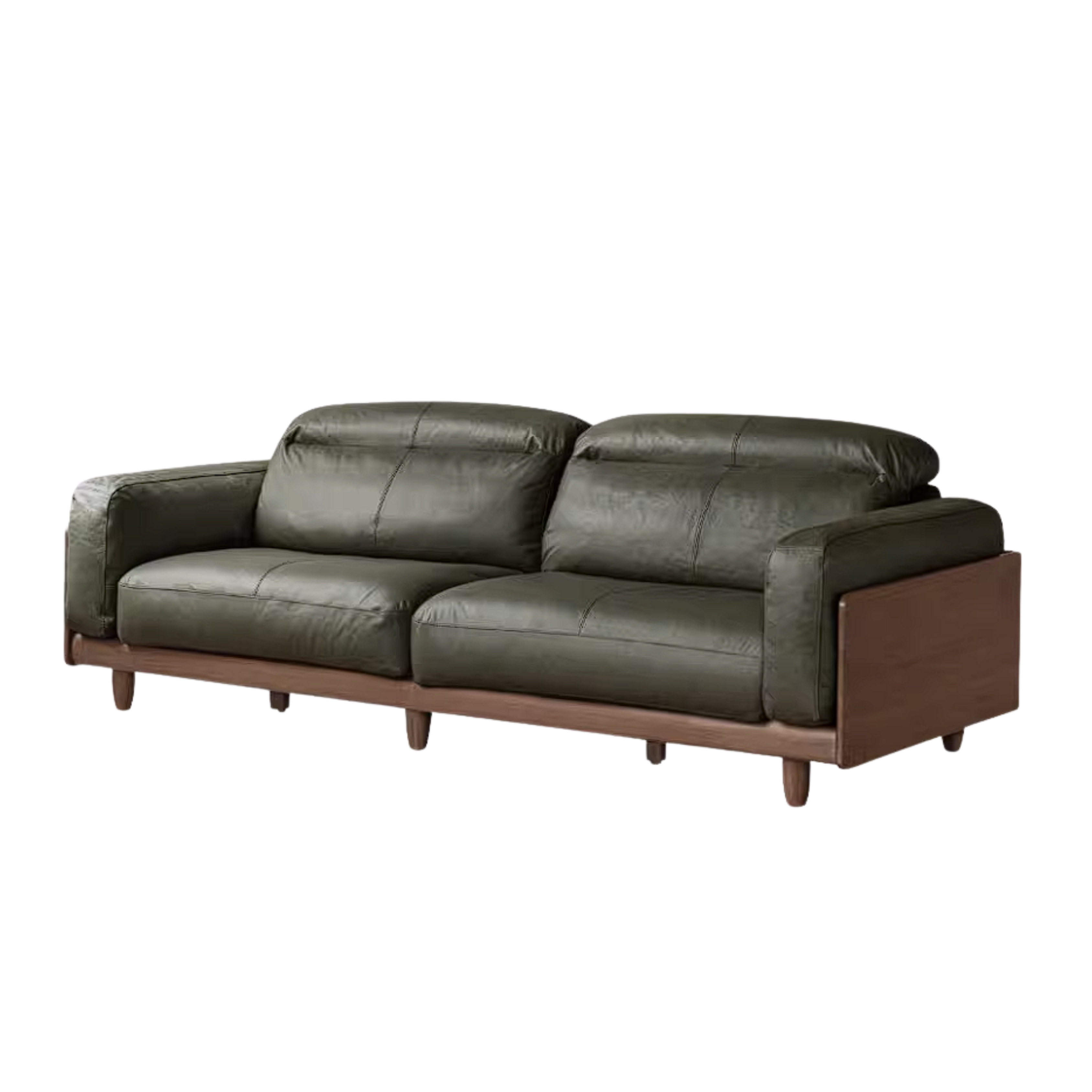 Golden Pear Solid Wood Genuine leather Sofa with Italian Light Luxury Design