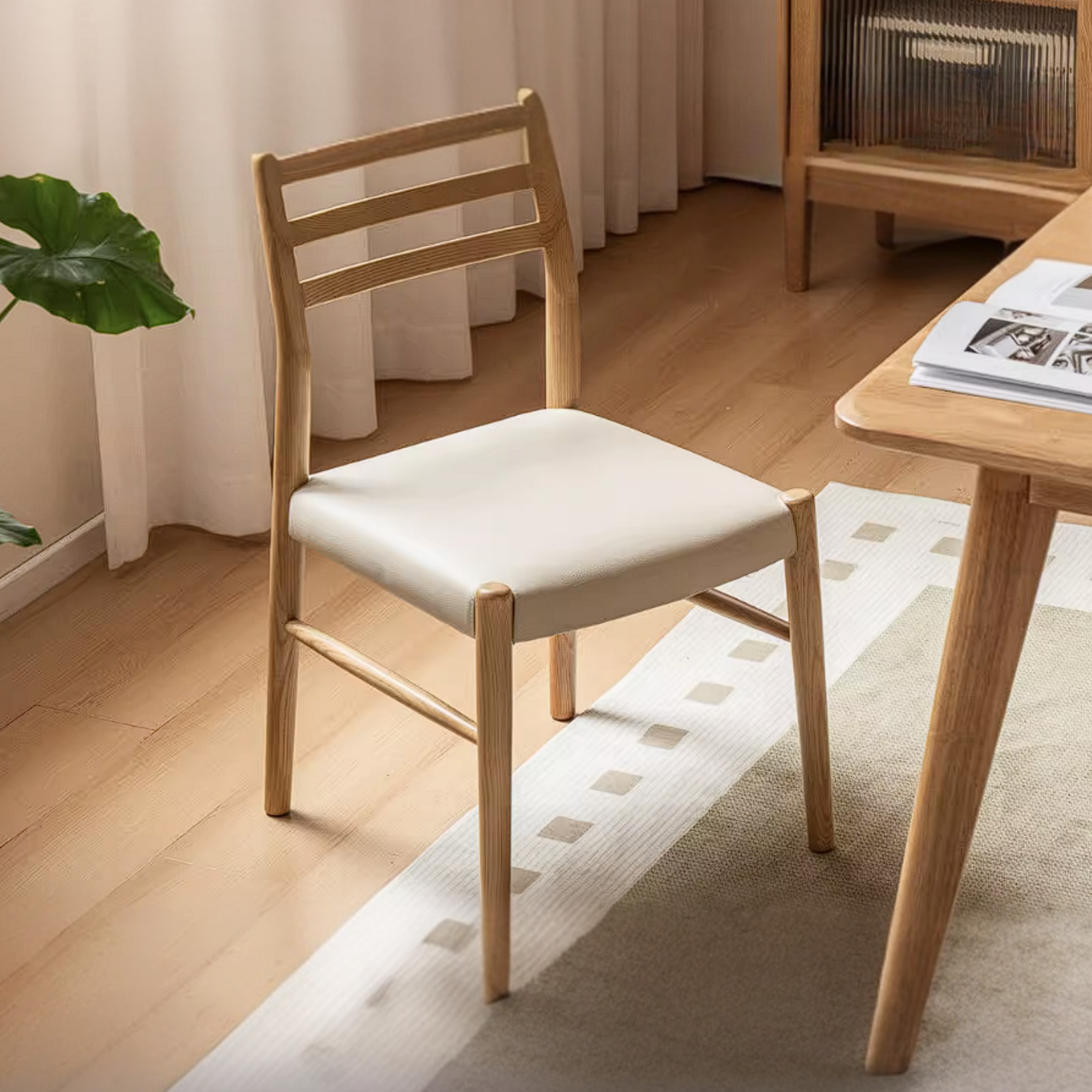 4 pcs-Ash Solid Wood Dining Chair with Modern Minimalist Design